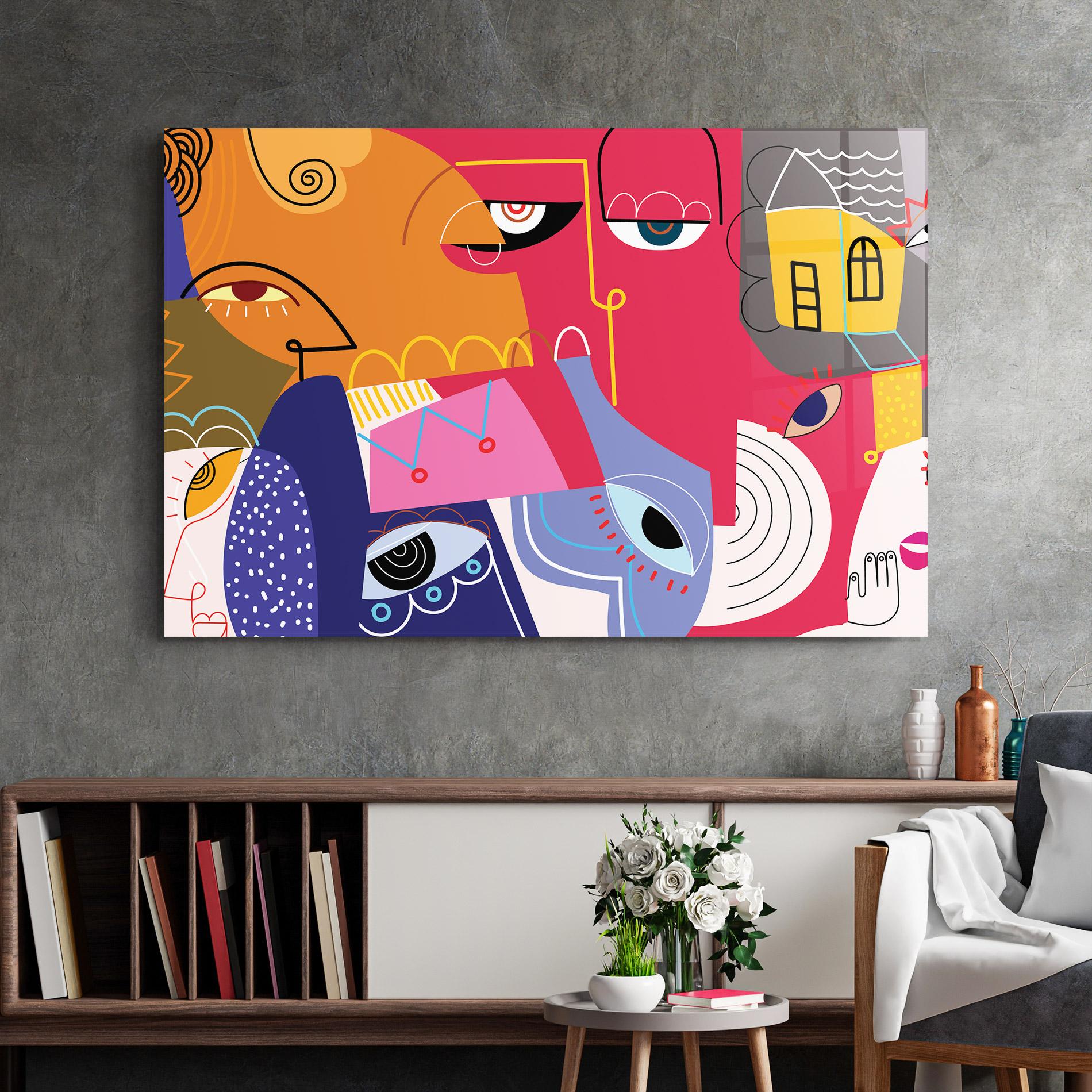 Tablou Sticla Line Eye Family mockup 2