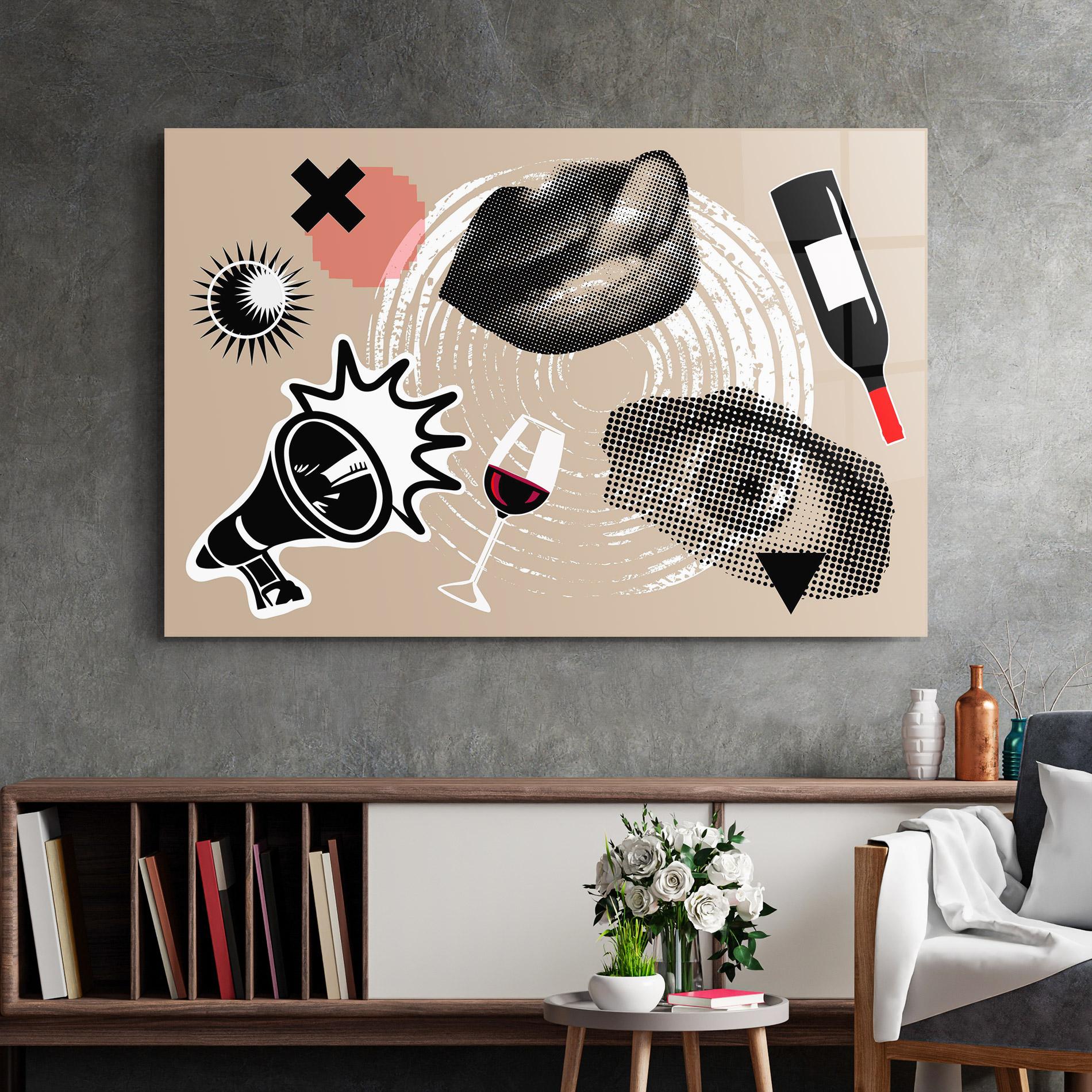 Tablou Sticla Lips Mouth Collage mockup 2