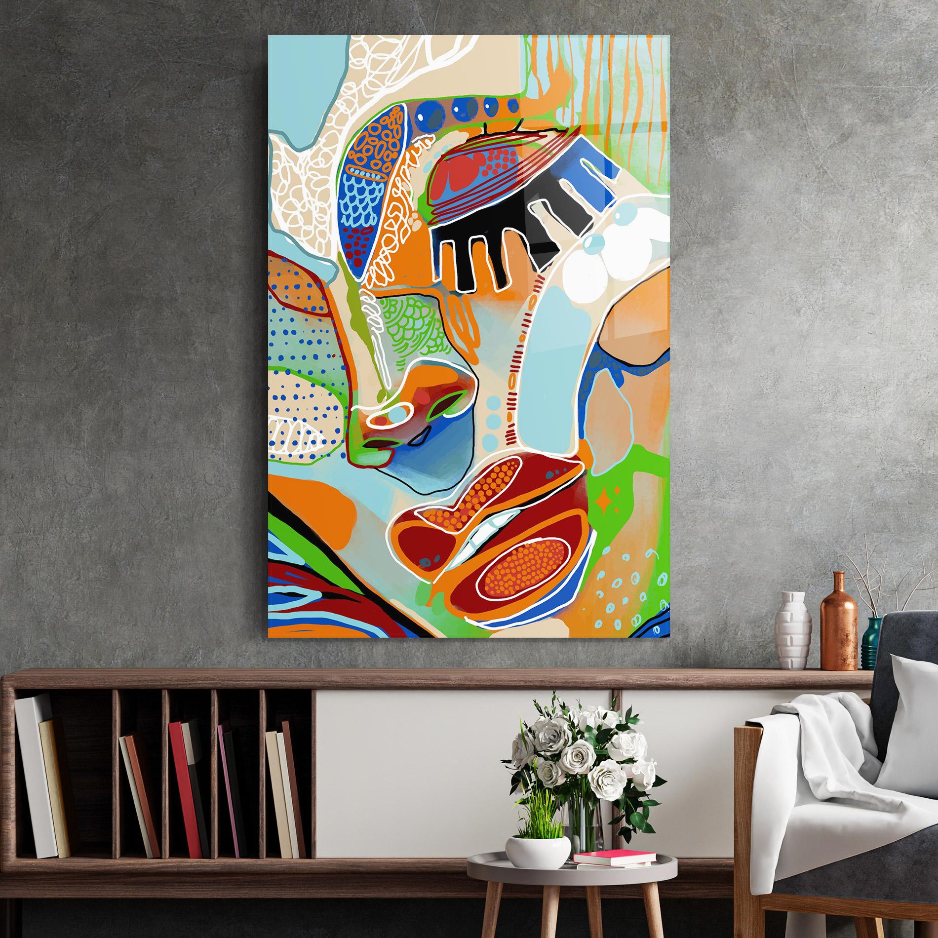 Tablou Sticla Abstract Face Art mockup 2