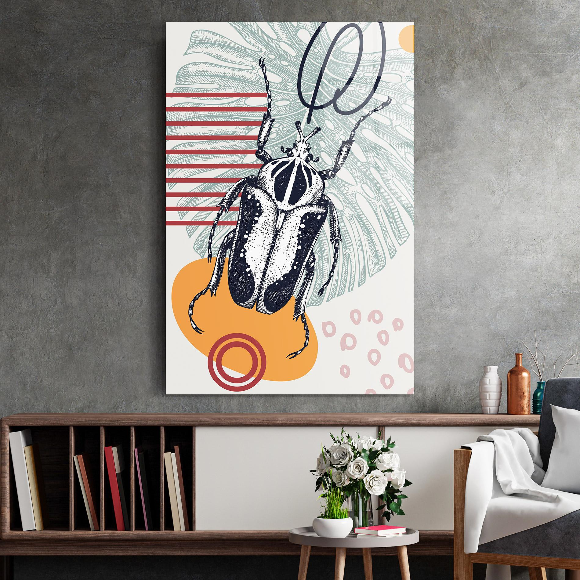 Tablou Sticla Insects Art Collage mockup 2