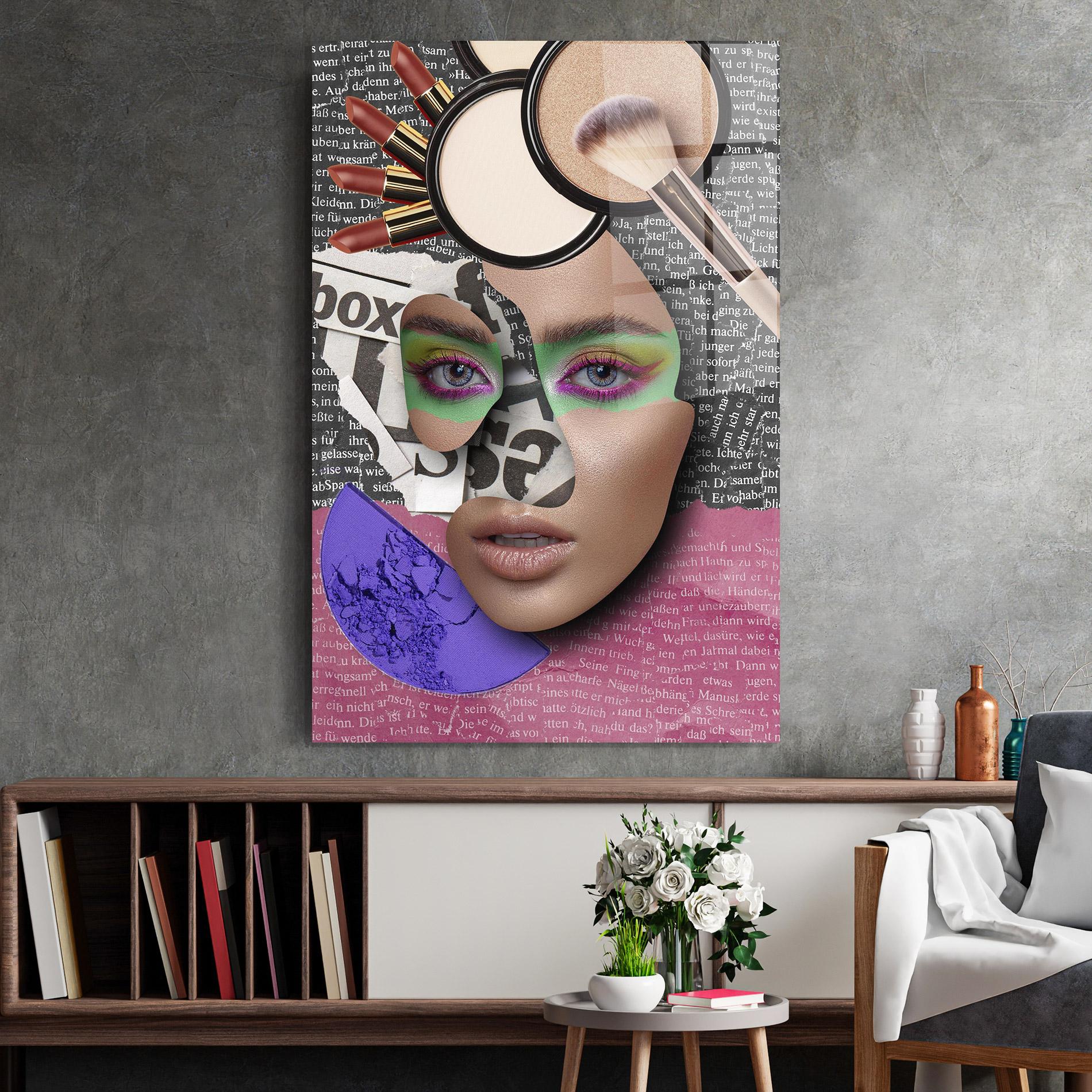 Tablou Sticla Makeup Collage mockup 2