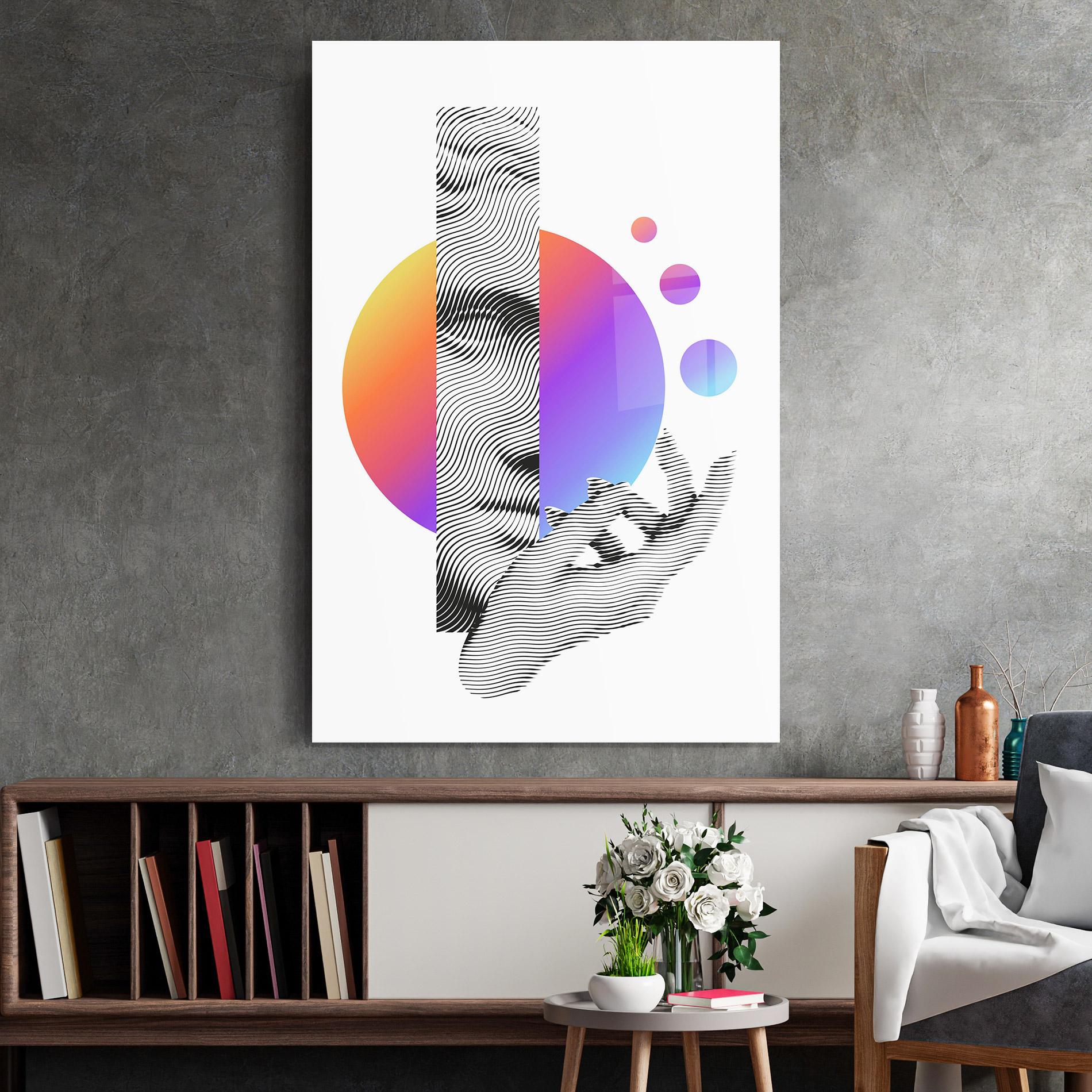 Tablou Sticla Orange Light Statue mockup 2