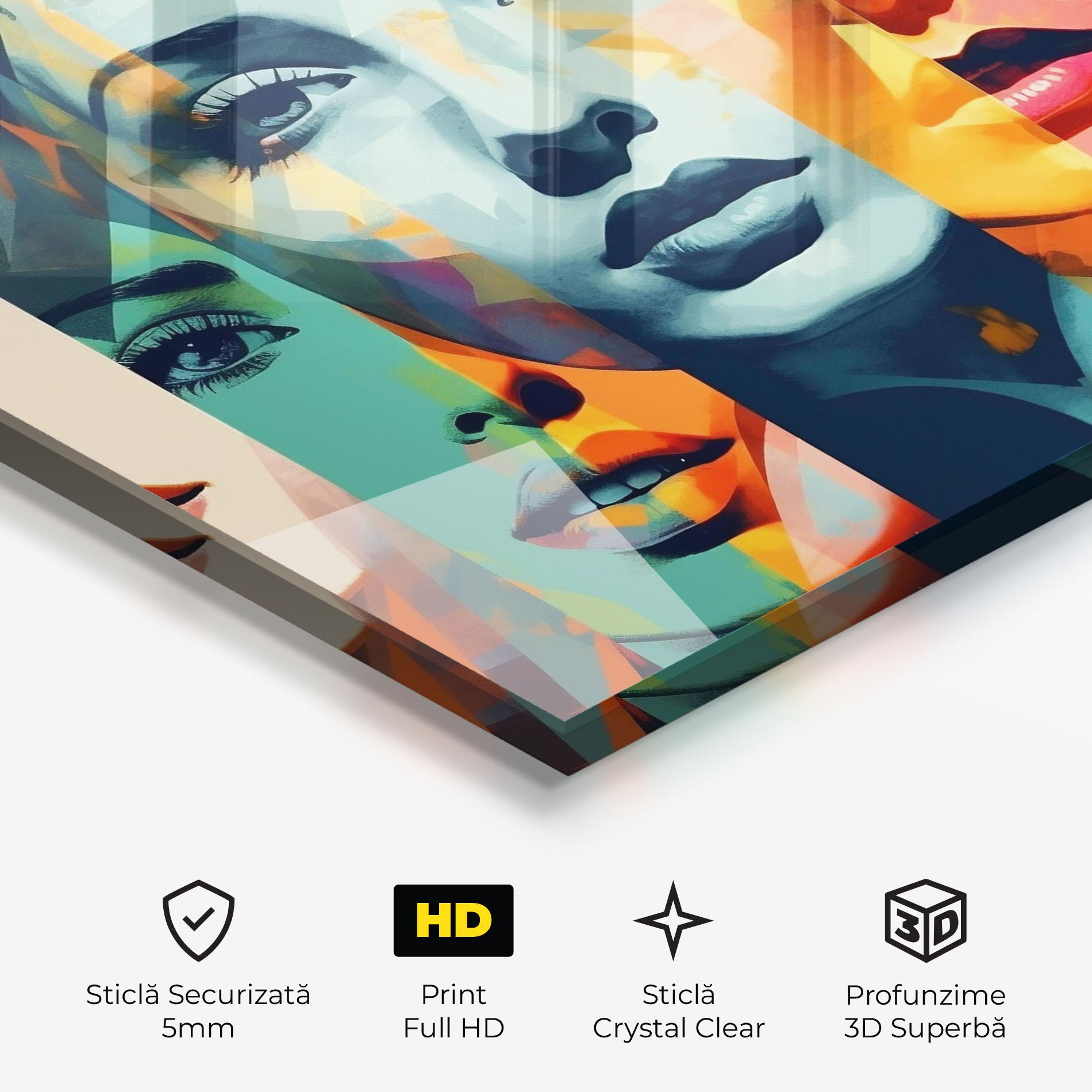 Tablou Sticla Colorful Abstract Face mockup 3