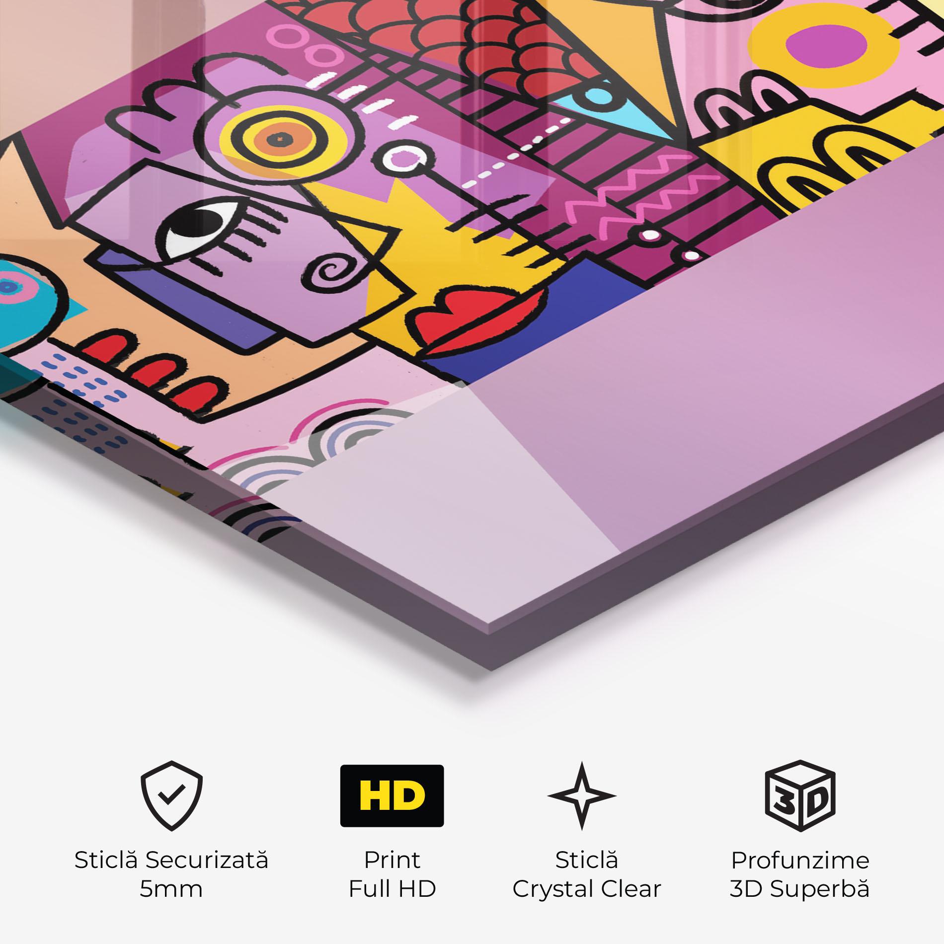 Tablou Sticla Face Group Purple mockup 3