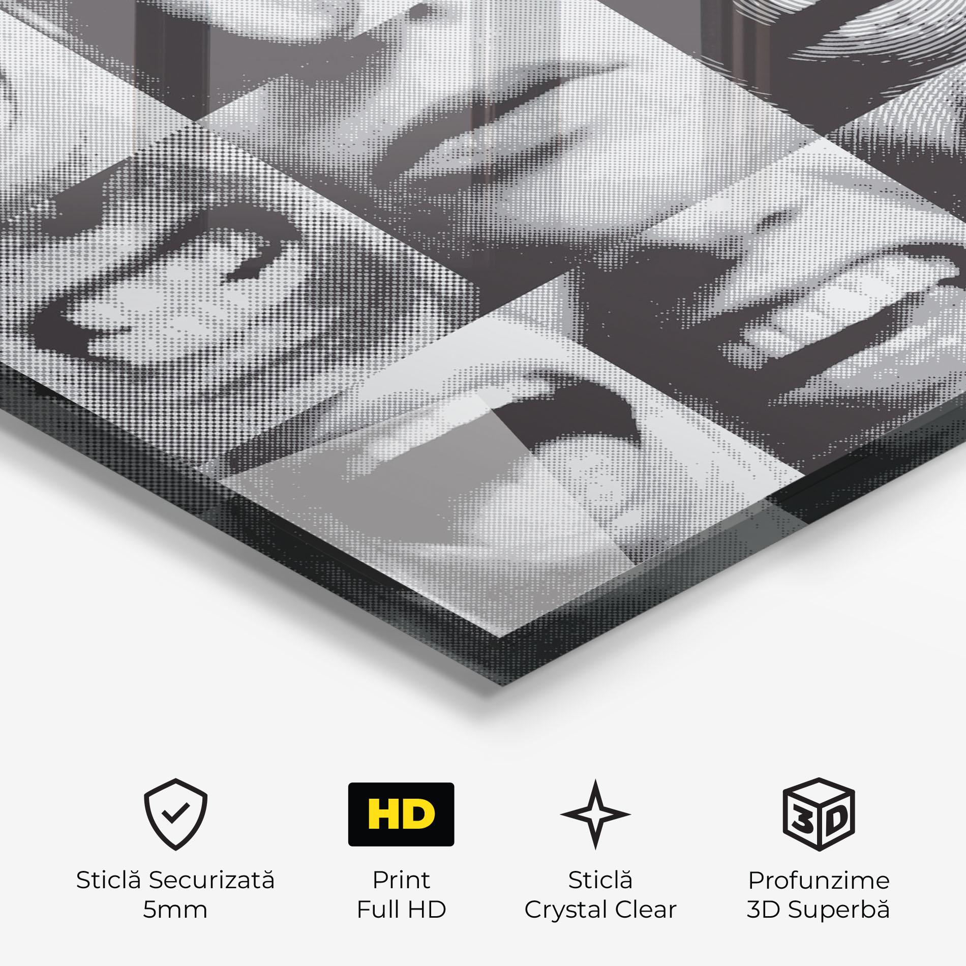 Tablou Sticla Grey Mouth Collage mockup 3