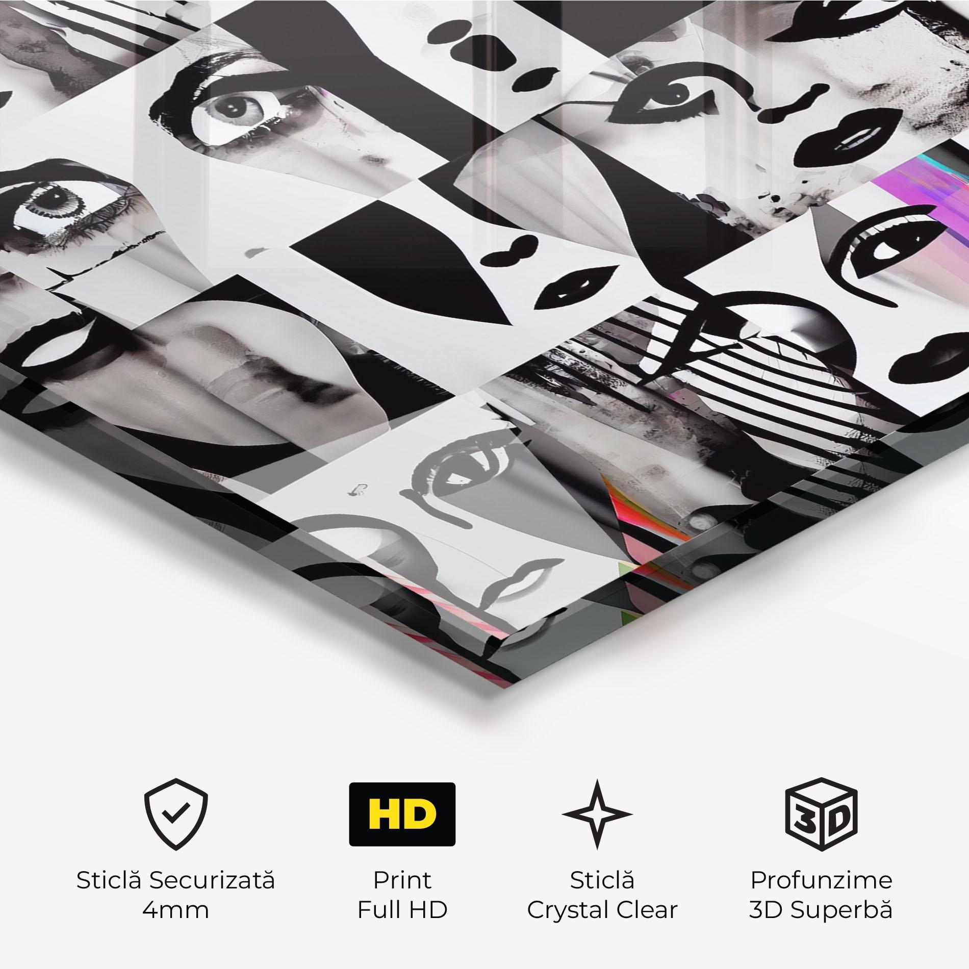 Tablou Sticla Black White Face mockup 3
