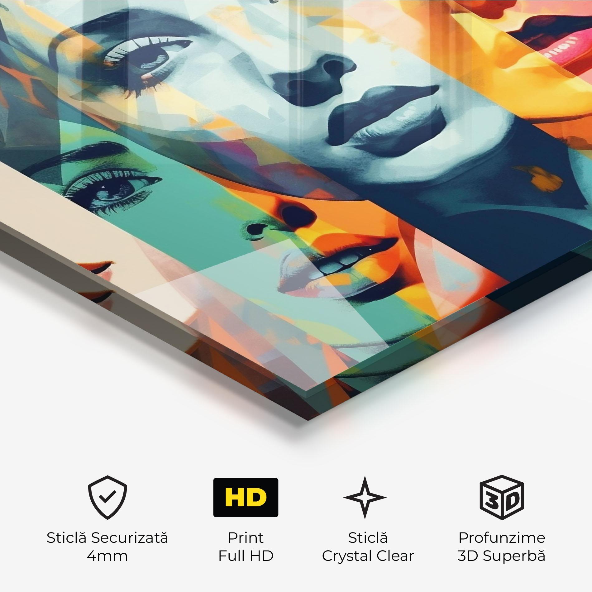 Tablou Sticla Colorful Abstract Face mockup 3