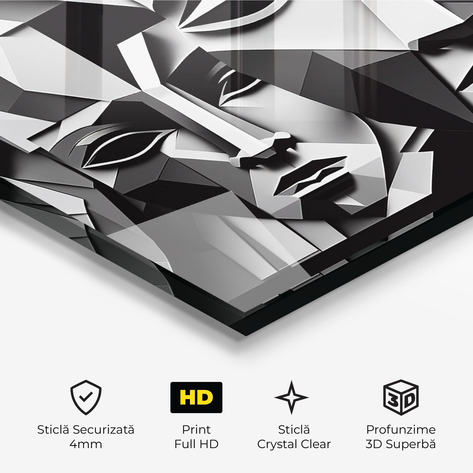 Tablou Sticla Grey Faces Collage mockup 3
