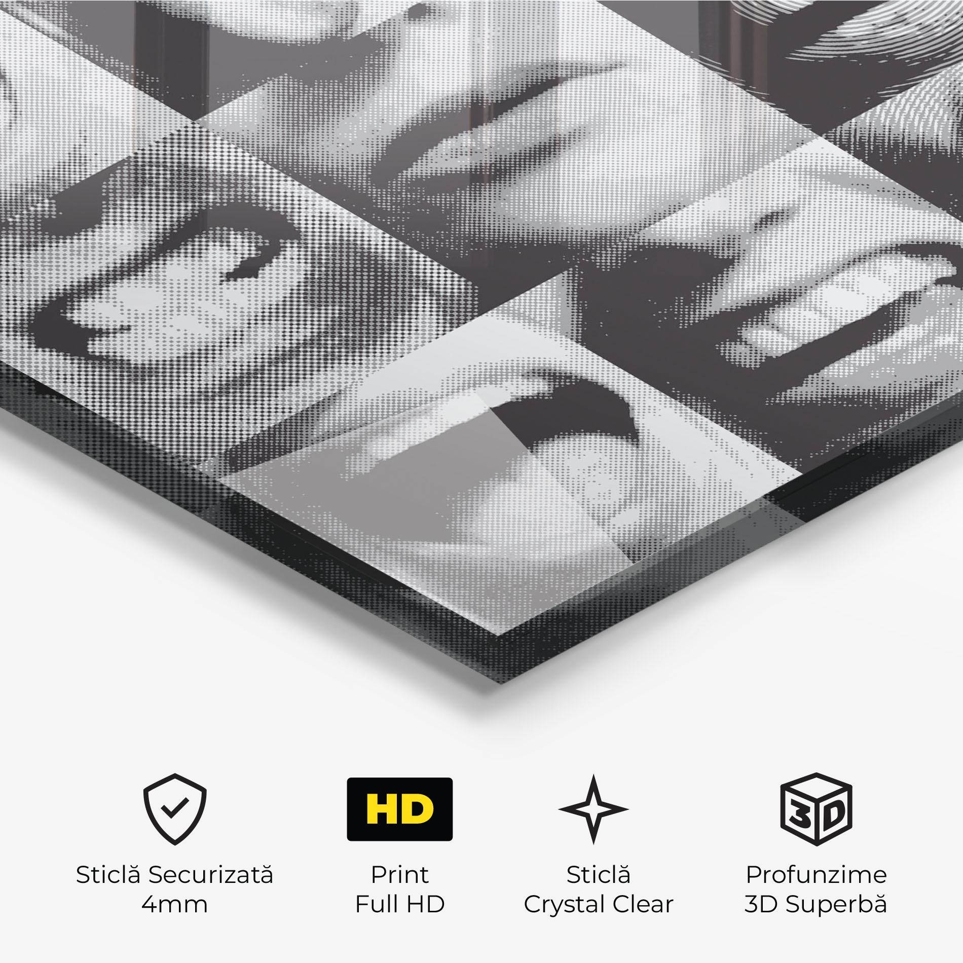 Tablou Sticla Grey Mouth Collage mockup 3