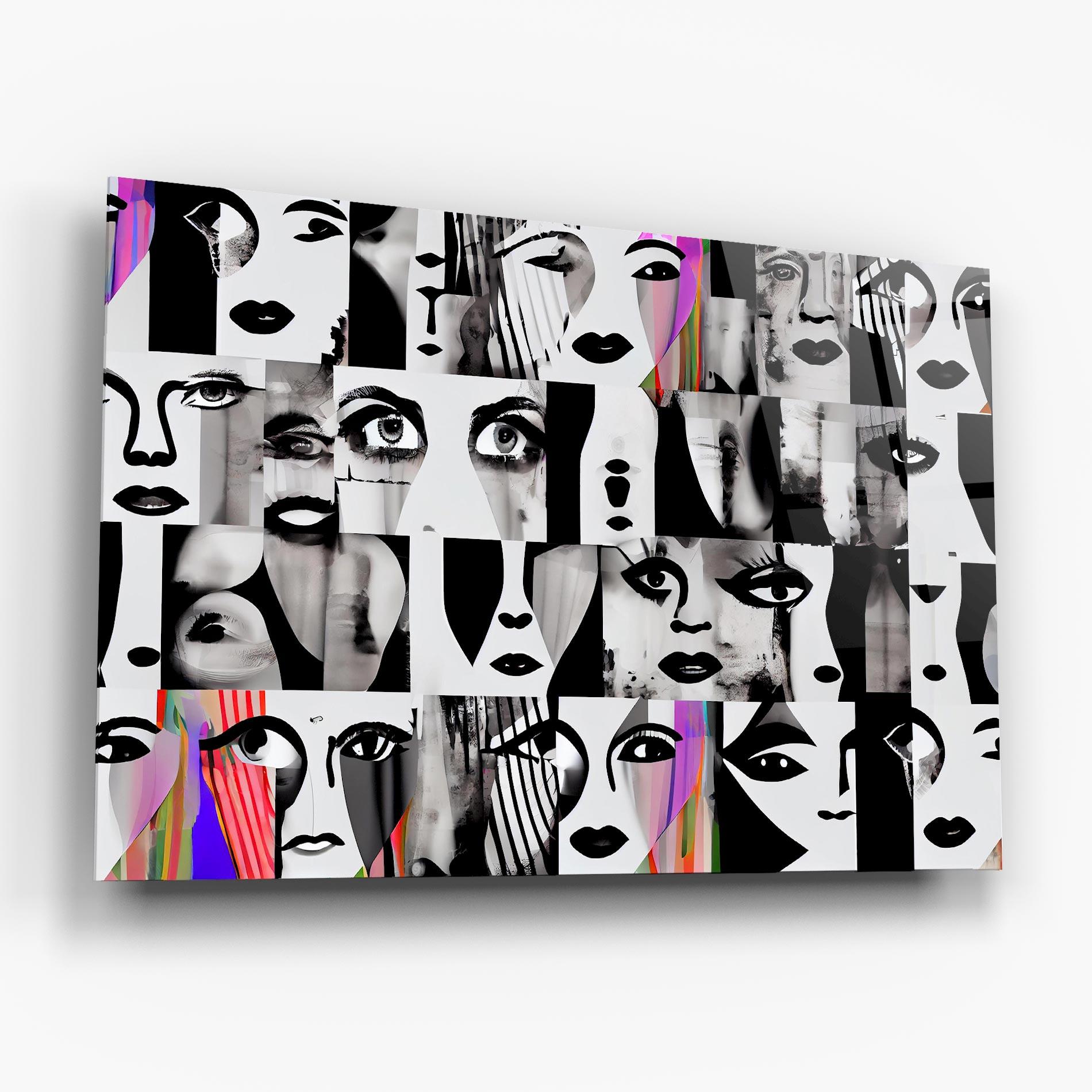 Tablou Sticla Black White Face mockup 6