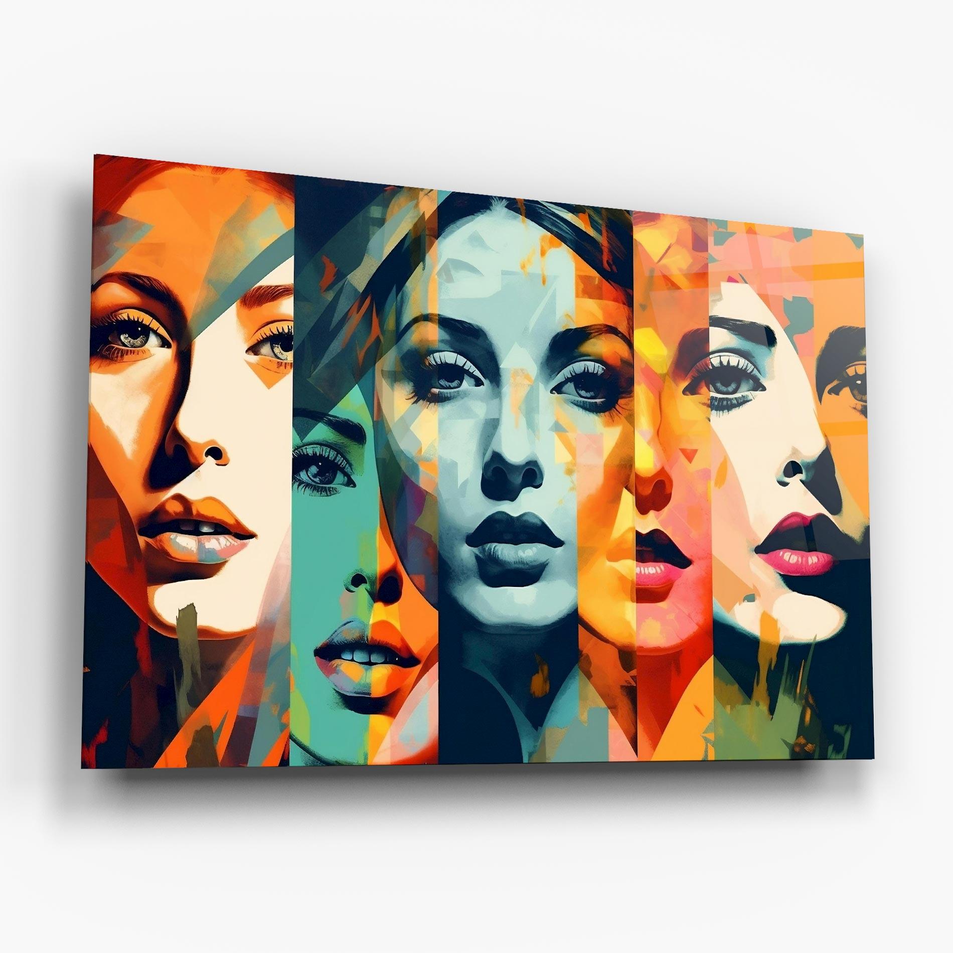 Tablou Sticla Colorful Abstract Face mockup 6