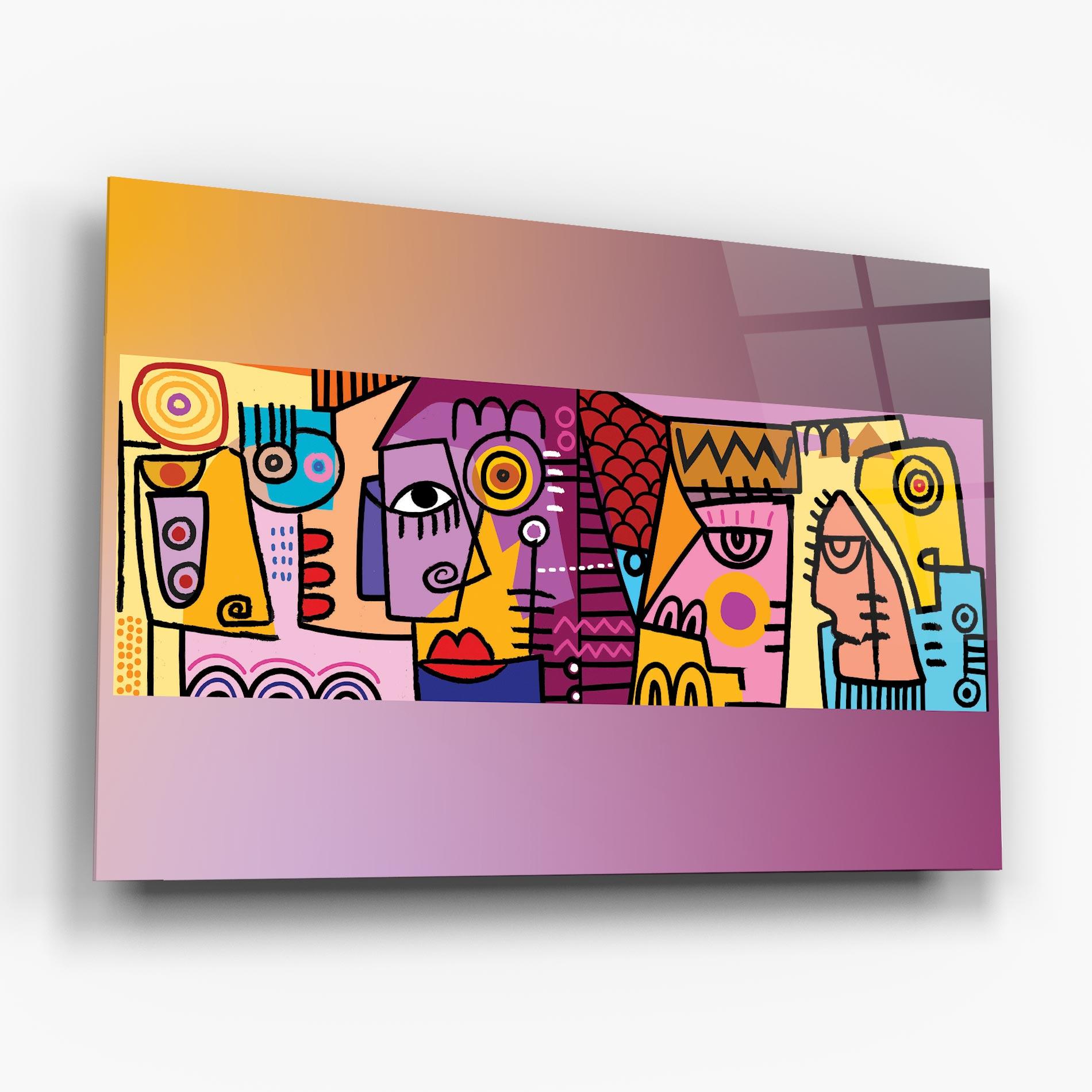 Tablou Sticla Face Group Purple mockup 6