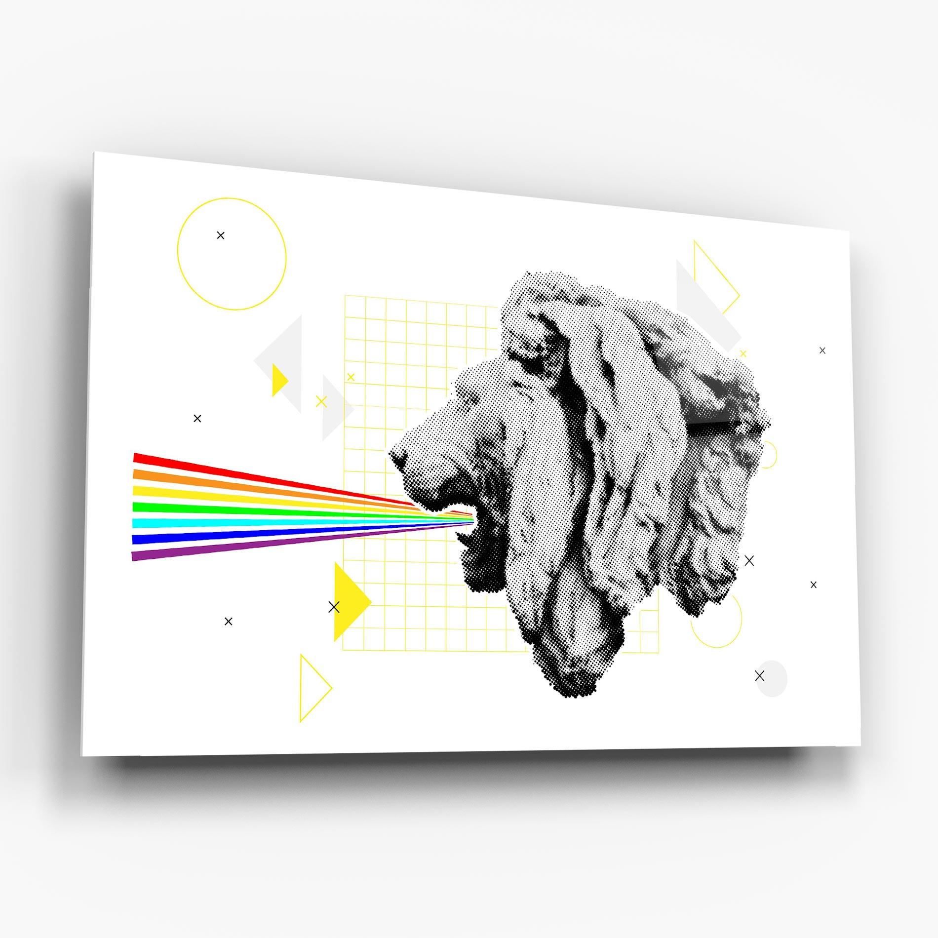 Tablou Sticla Lion Collage mockup 6