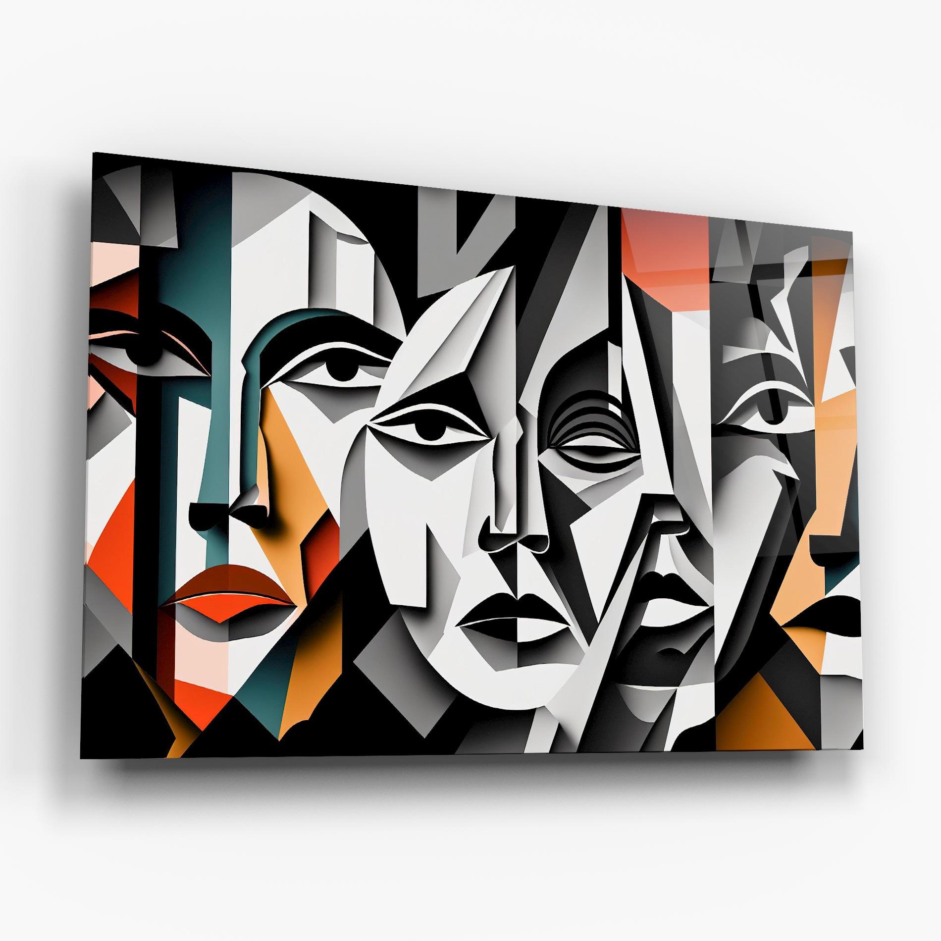 Tablou Sticla Mix Faces Collage mockup 6