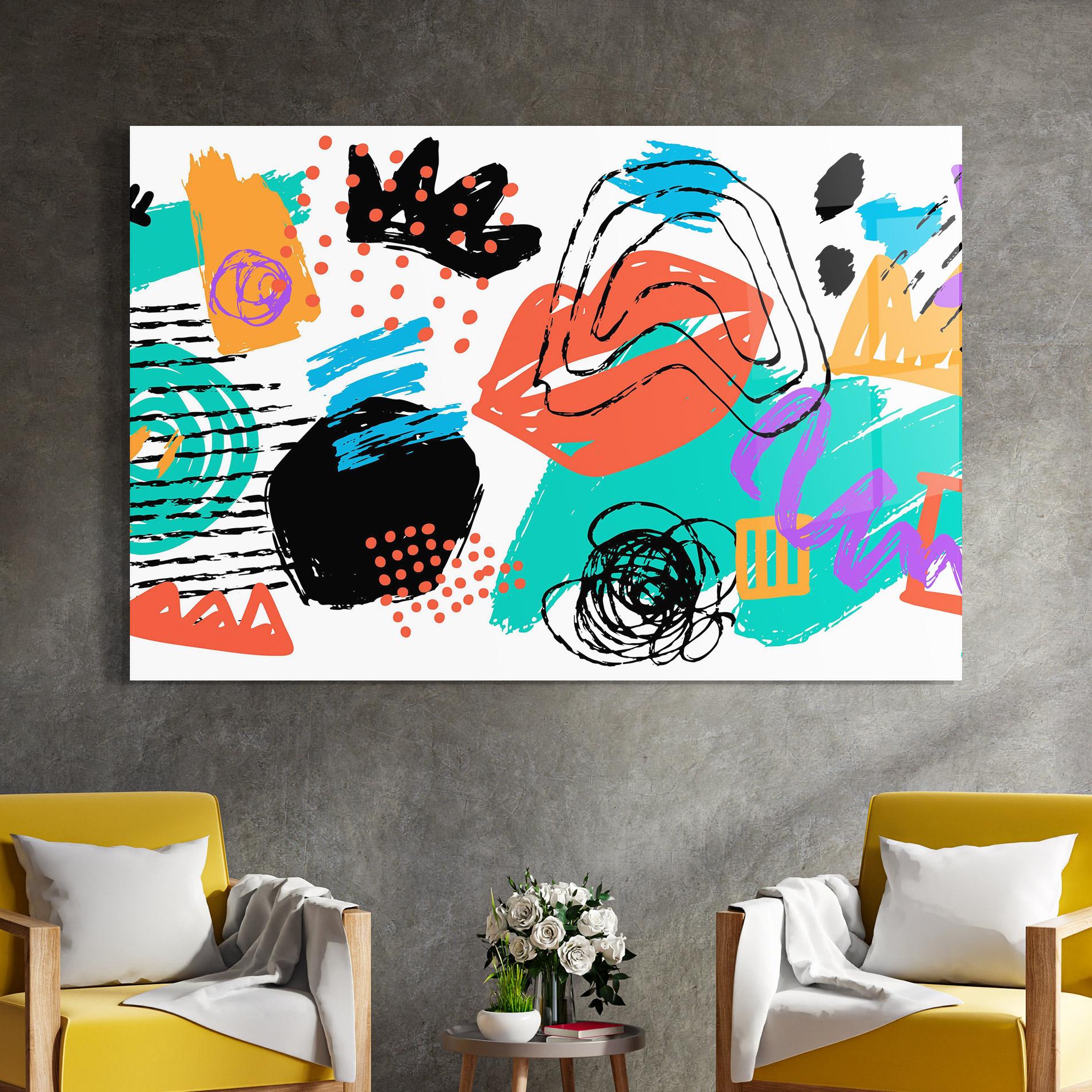 Tablou Sticla Drawing Collage Art mockup 4