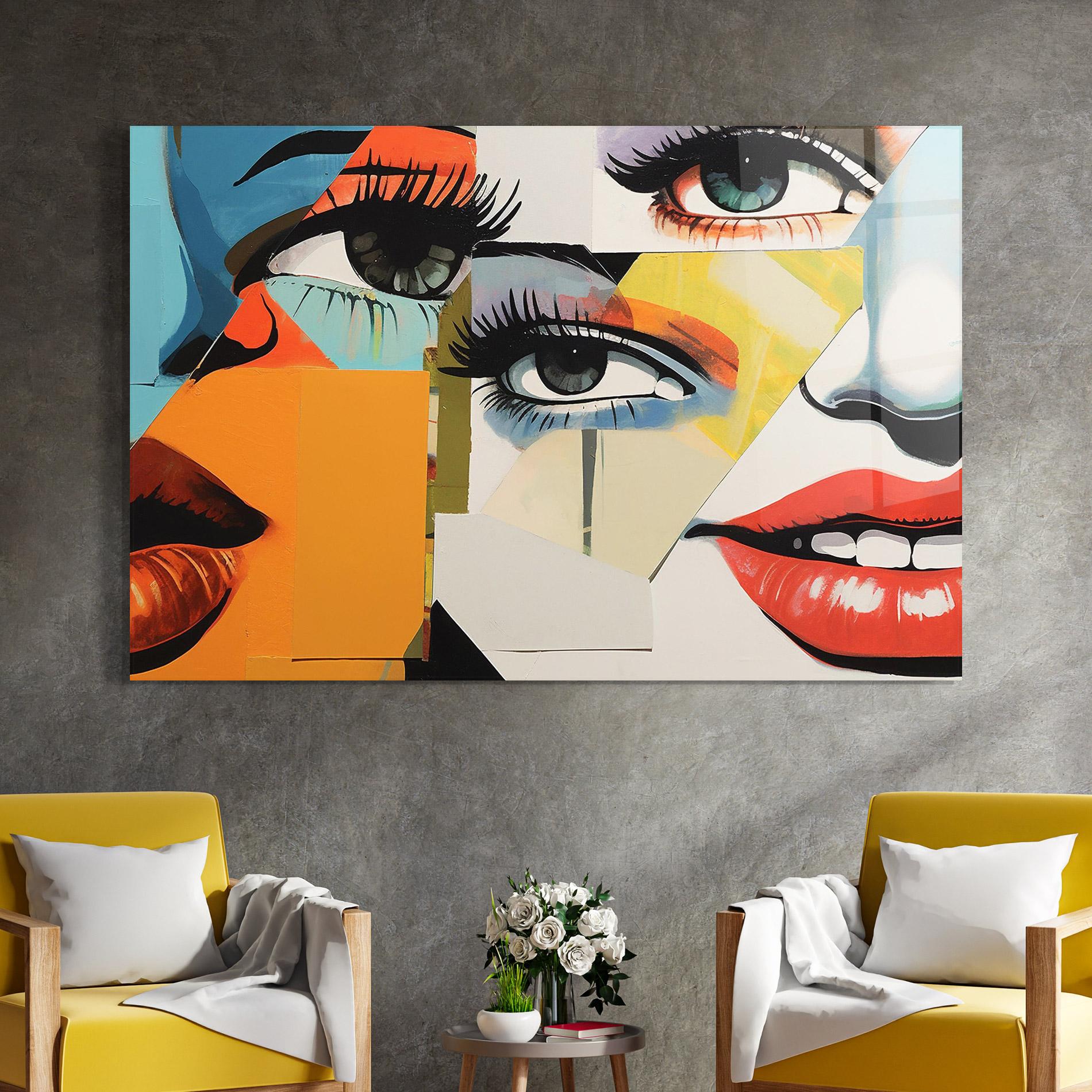 Tablou Sticla Drawing Collage mockup 4