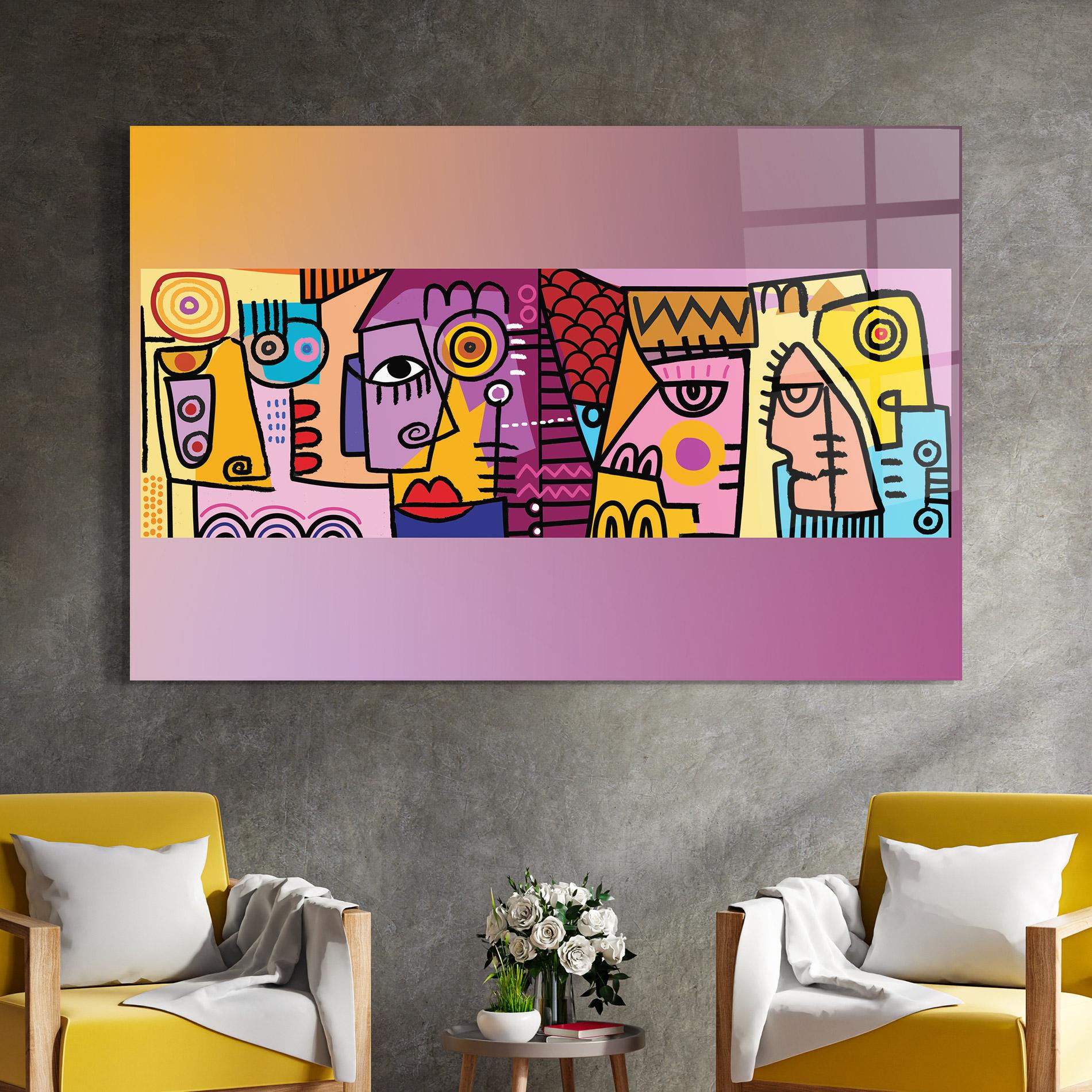 Tablou Sticla Face Group Purple mockup 4