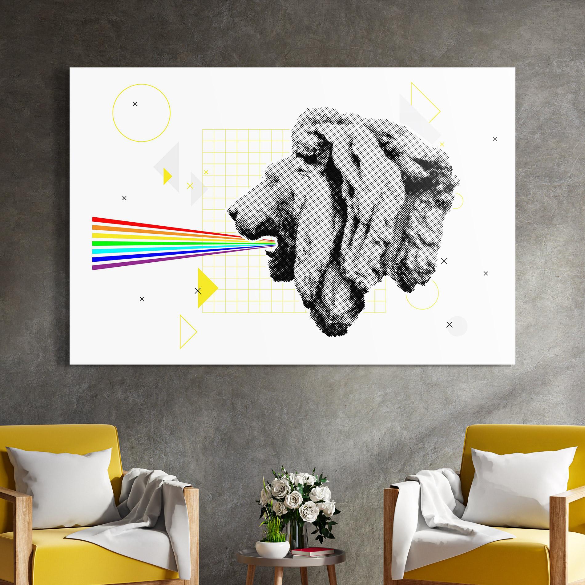 Tablou Sticla Lion Collage mockup 4