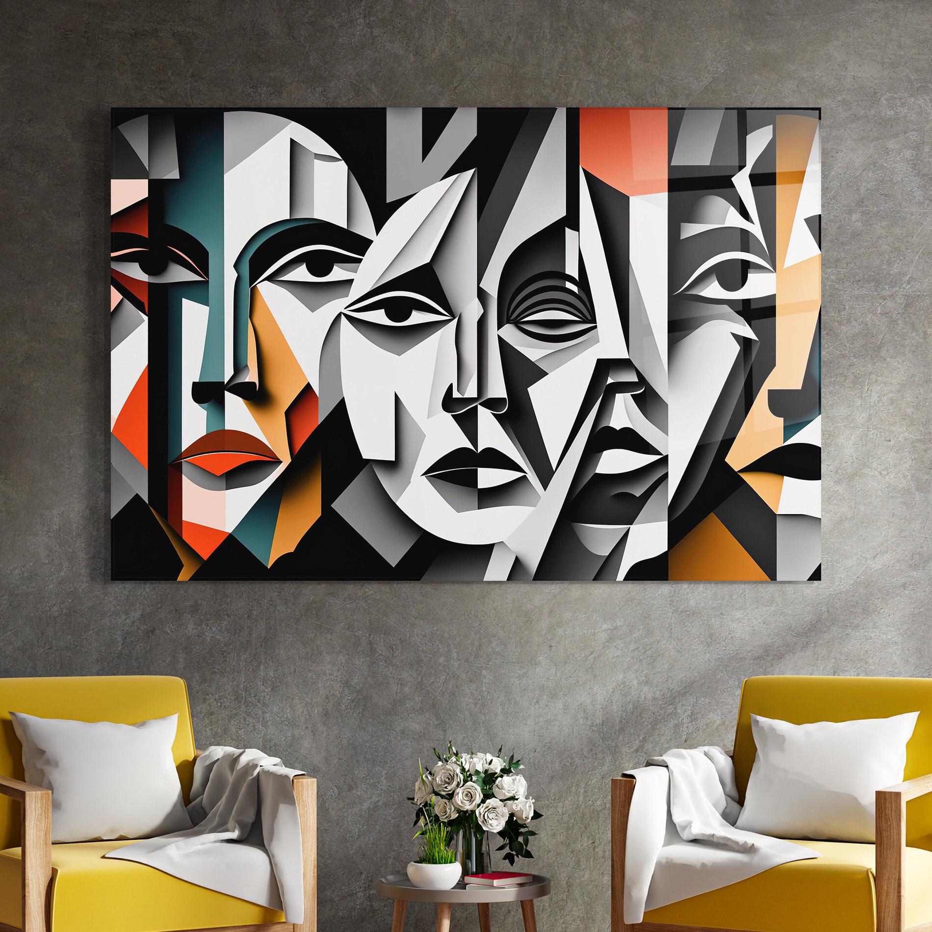 Tablou Sticla Mix Faces Collage mockup 4