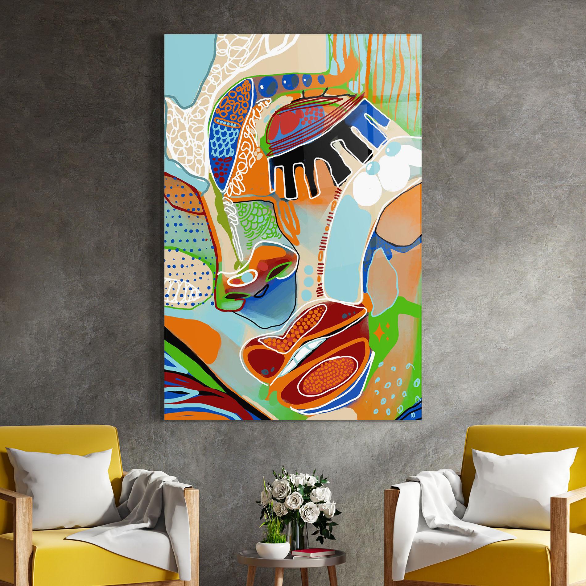 Tablou Sticla Abstract Face Art mockup 4