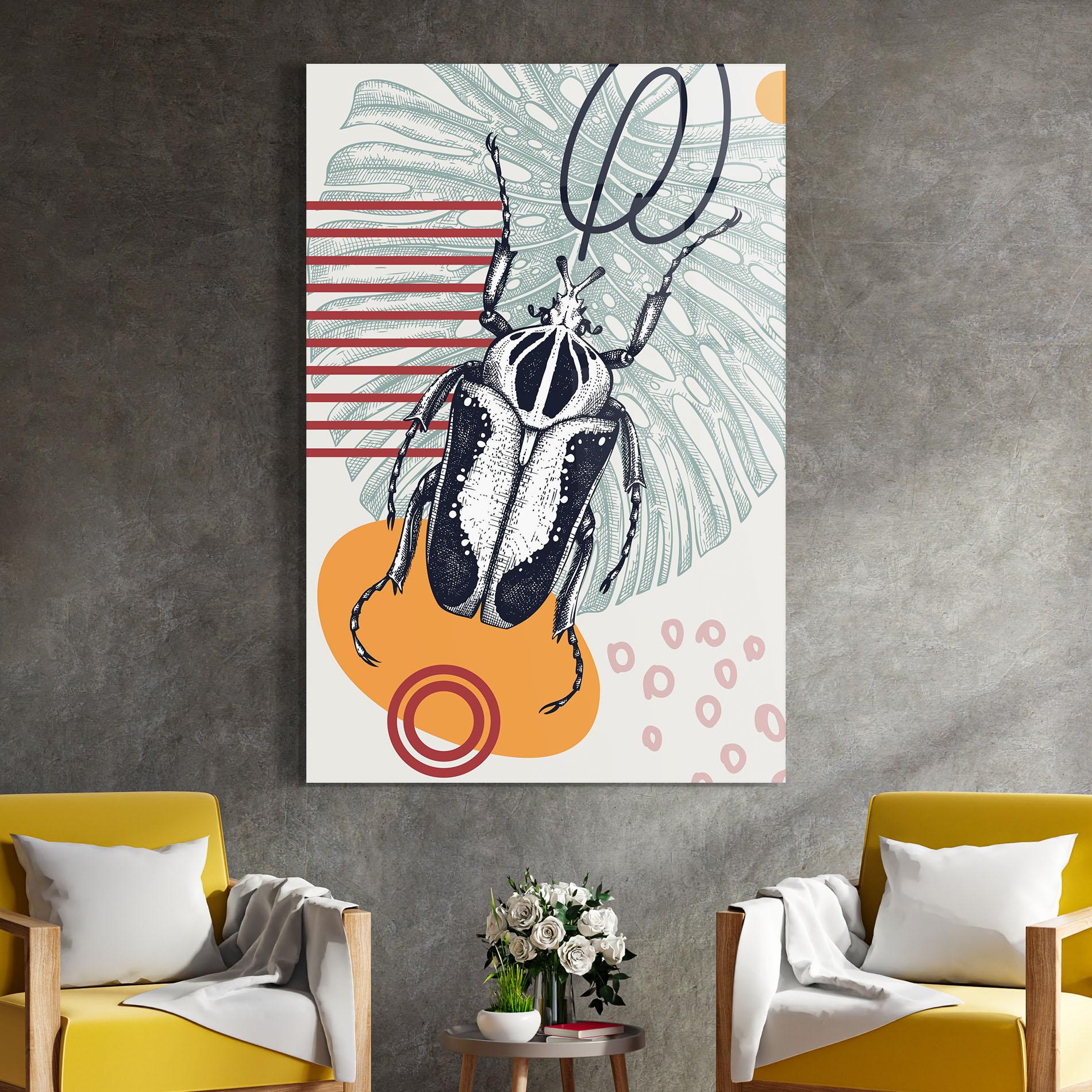 Tablou Sticla Insects Art Collage mockup 4