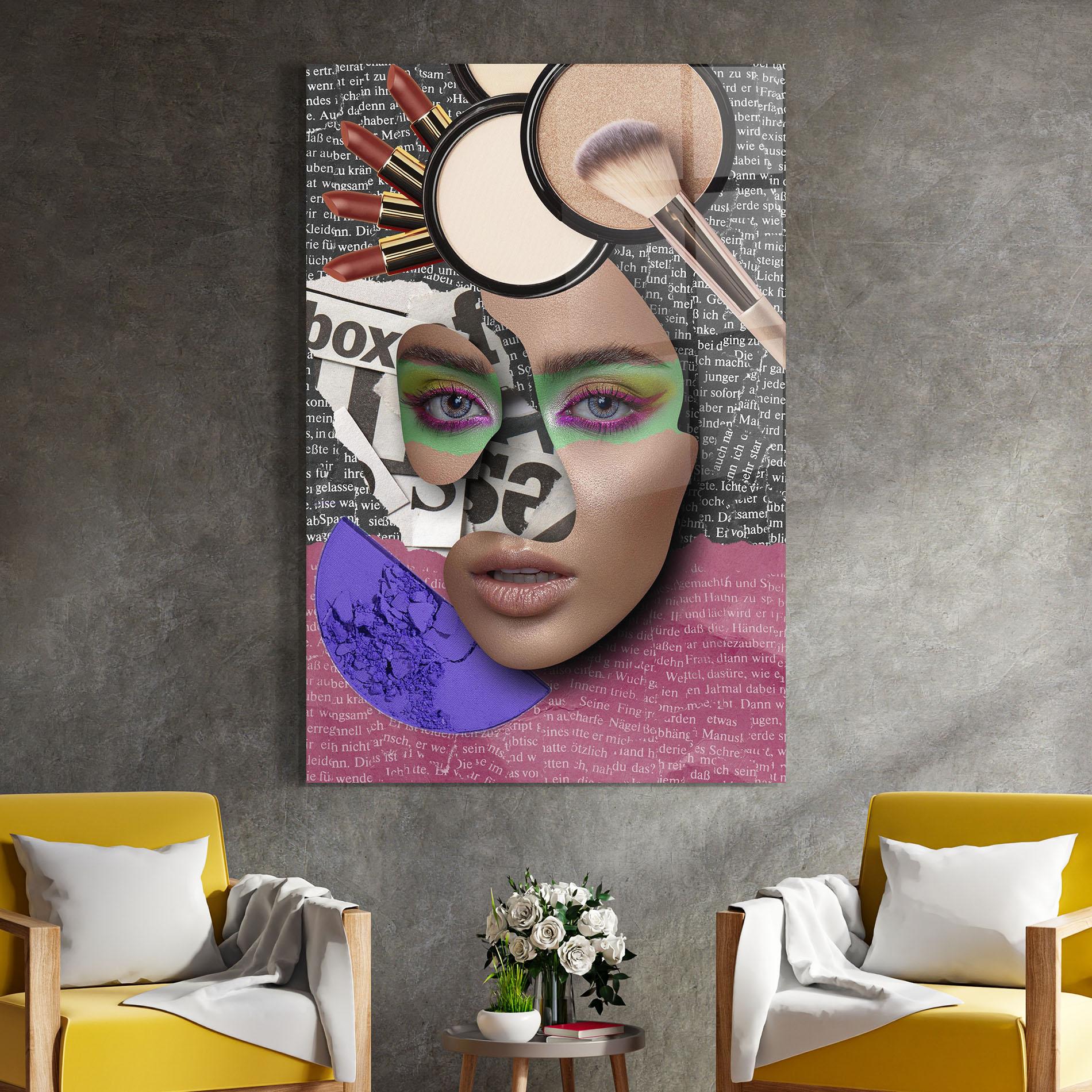 Tablou Sticla Makeup Collage mockup 4