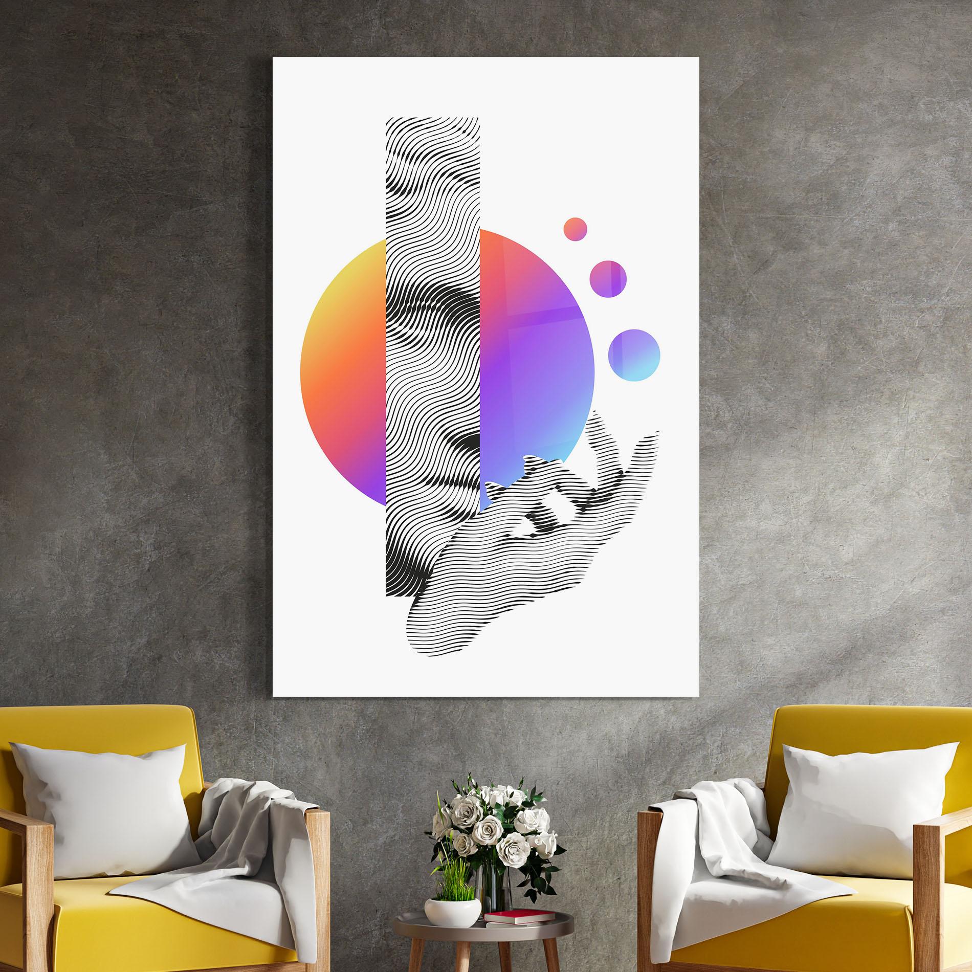 Tablou Sticla Orange Light Statue mockup 4