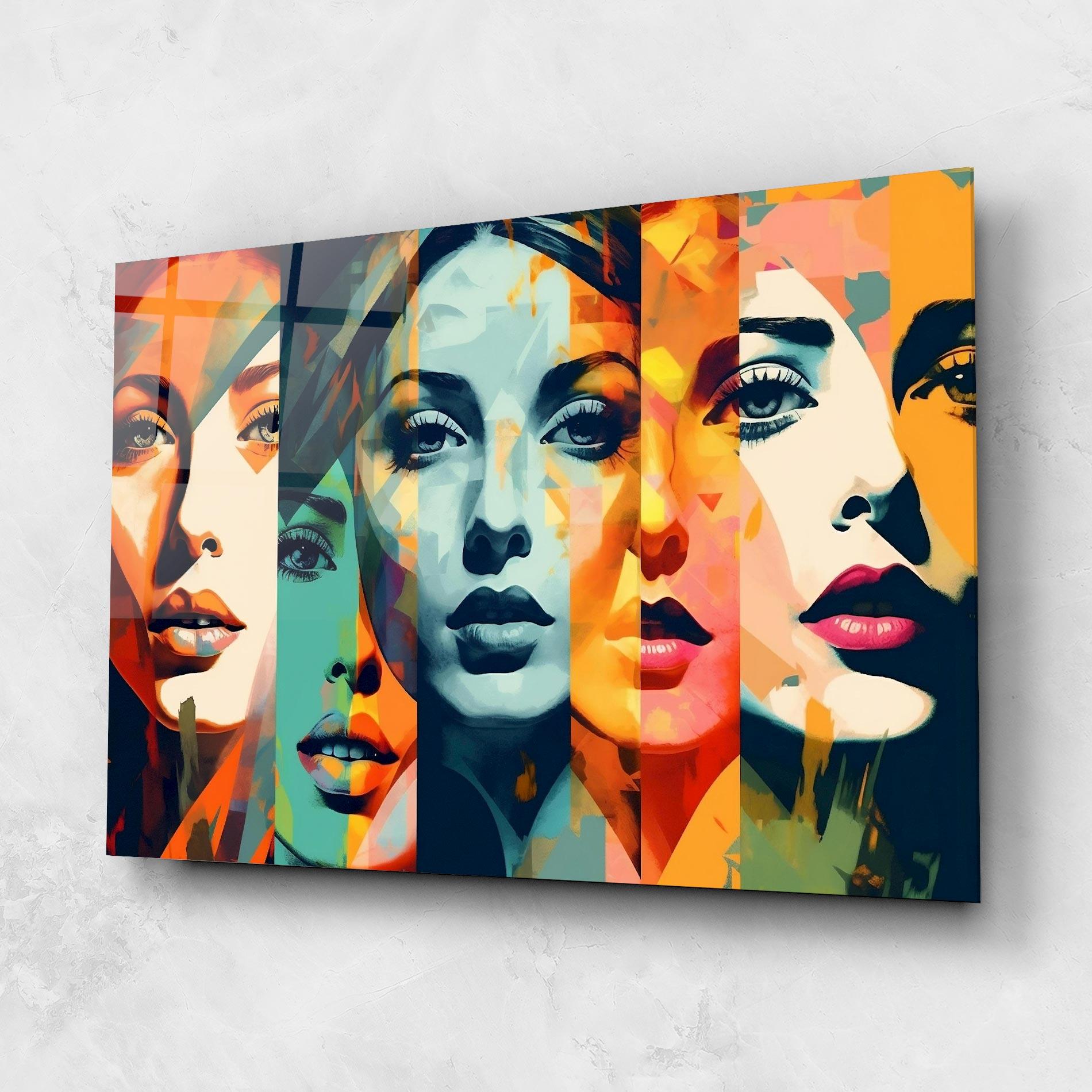 Tablou Sticla Colorful Abstract Face mockup 1