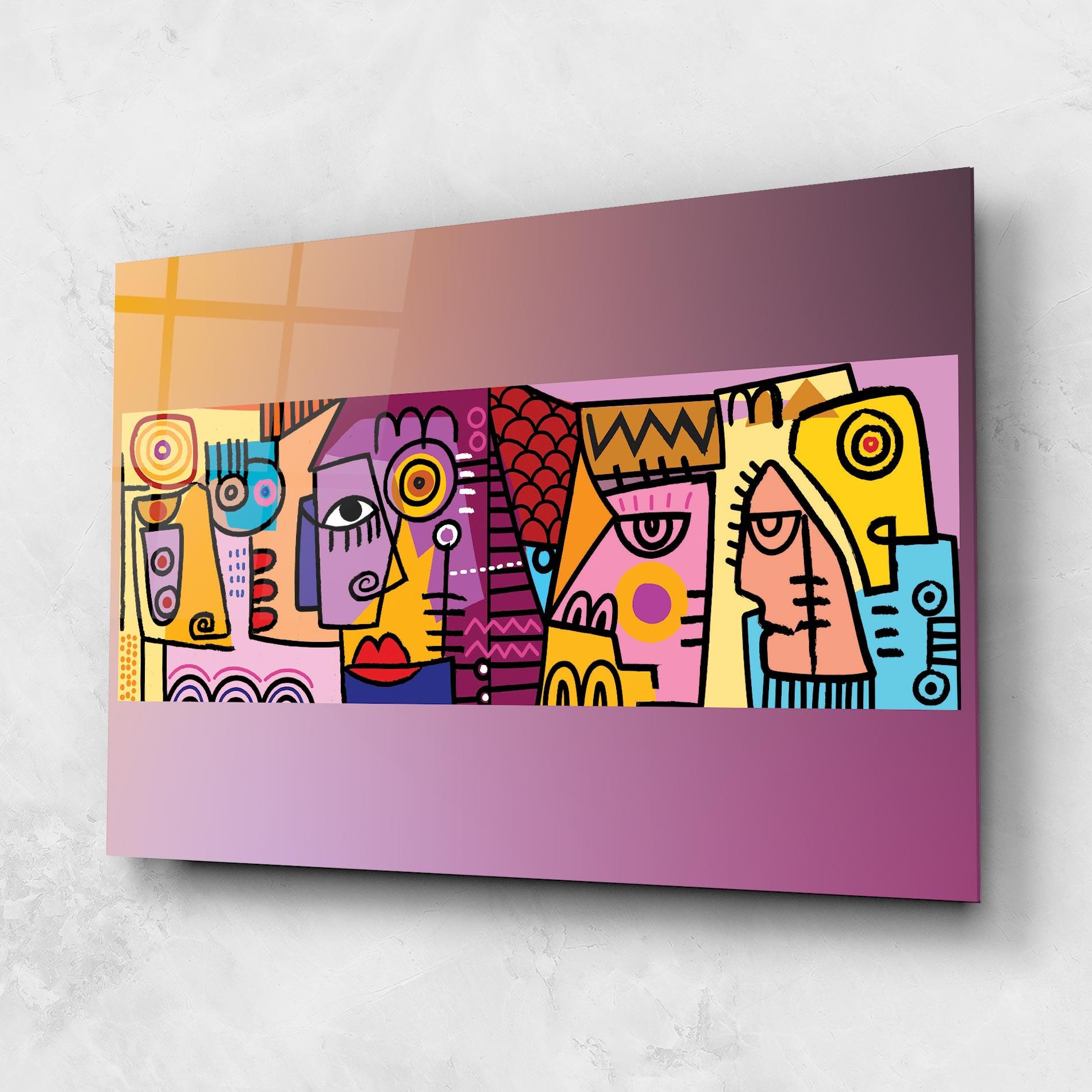 Tablou Sticla Face Group Purple mockup 1