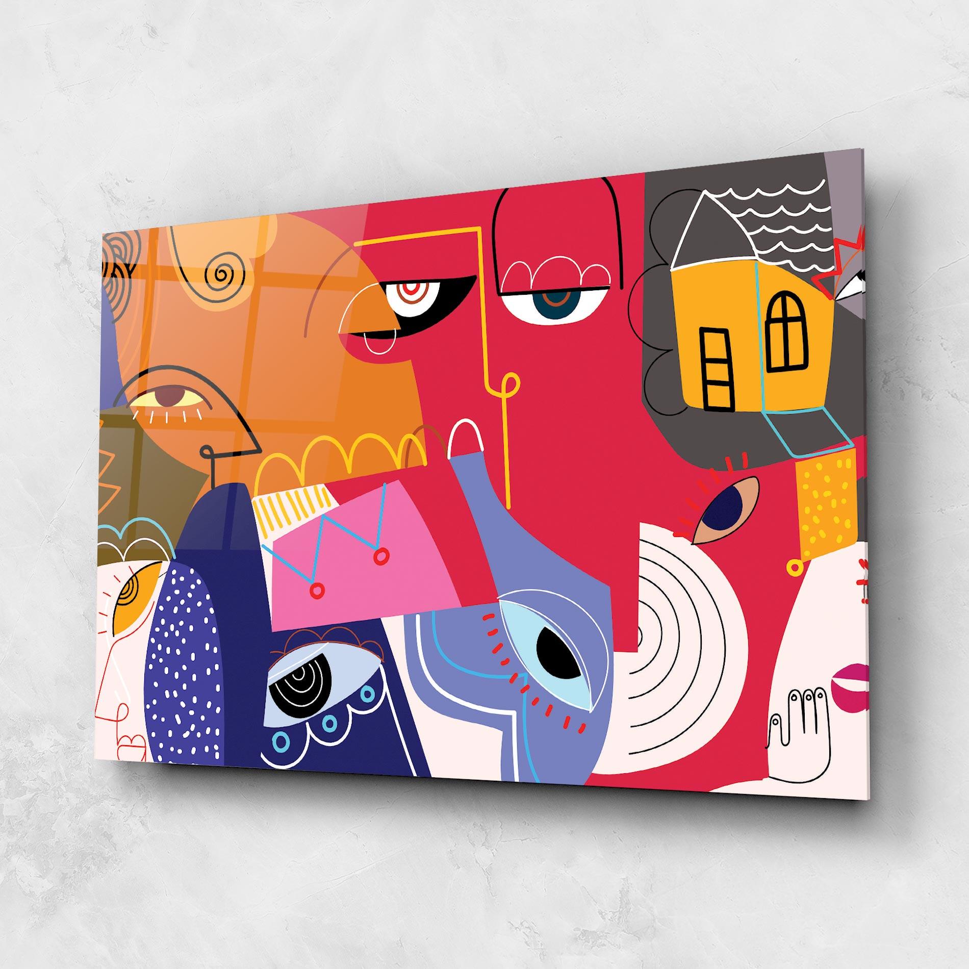 Tablou Sticla Line Eye Family mockup 1