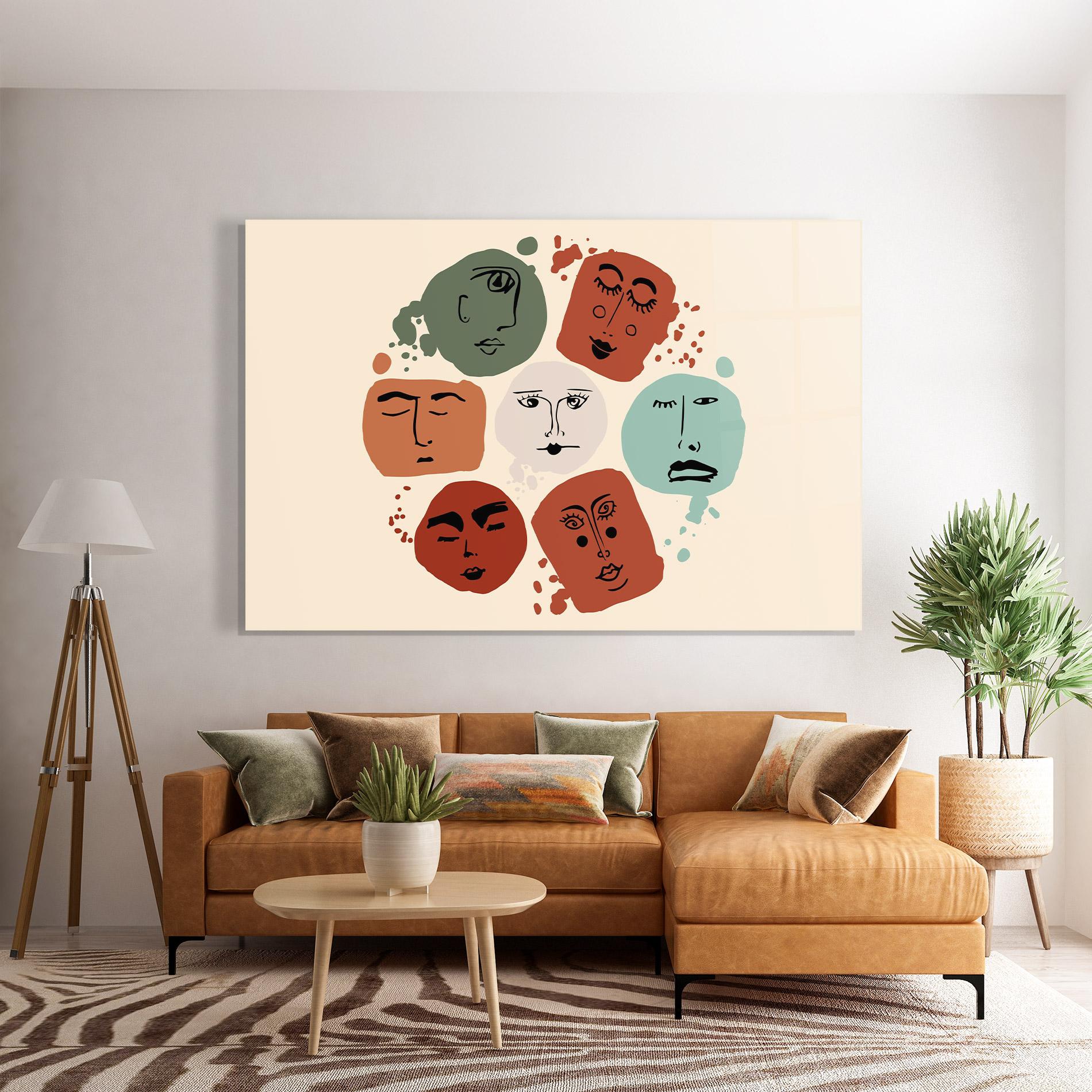 Tablou Sticla Circle Faces mockup 7