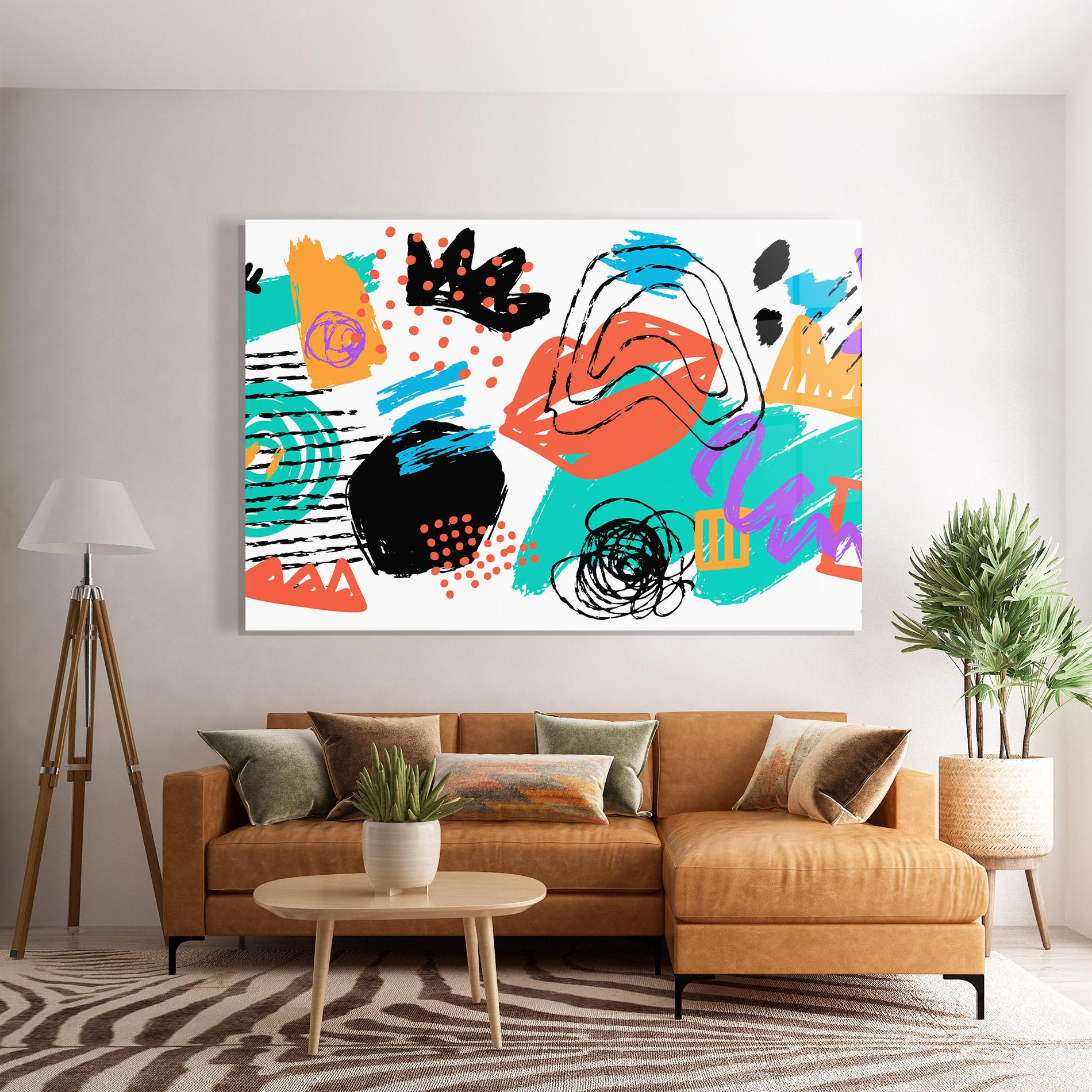 Tablou Sticla Drawing Collage Art mockup 7