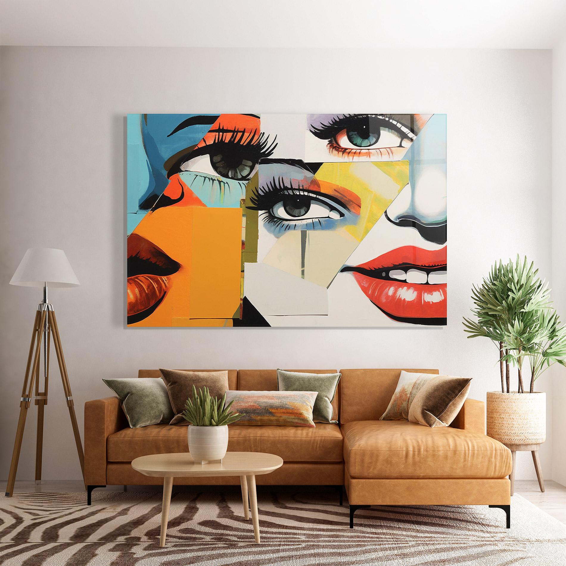 Tablou Sticla Drawing Collage mockup 7