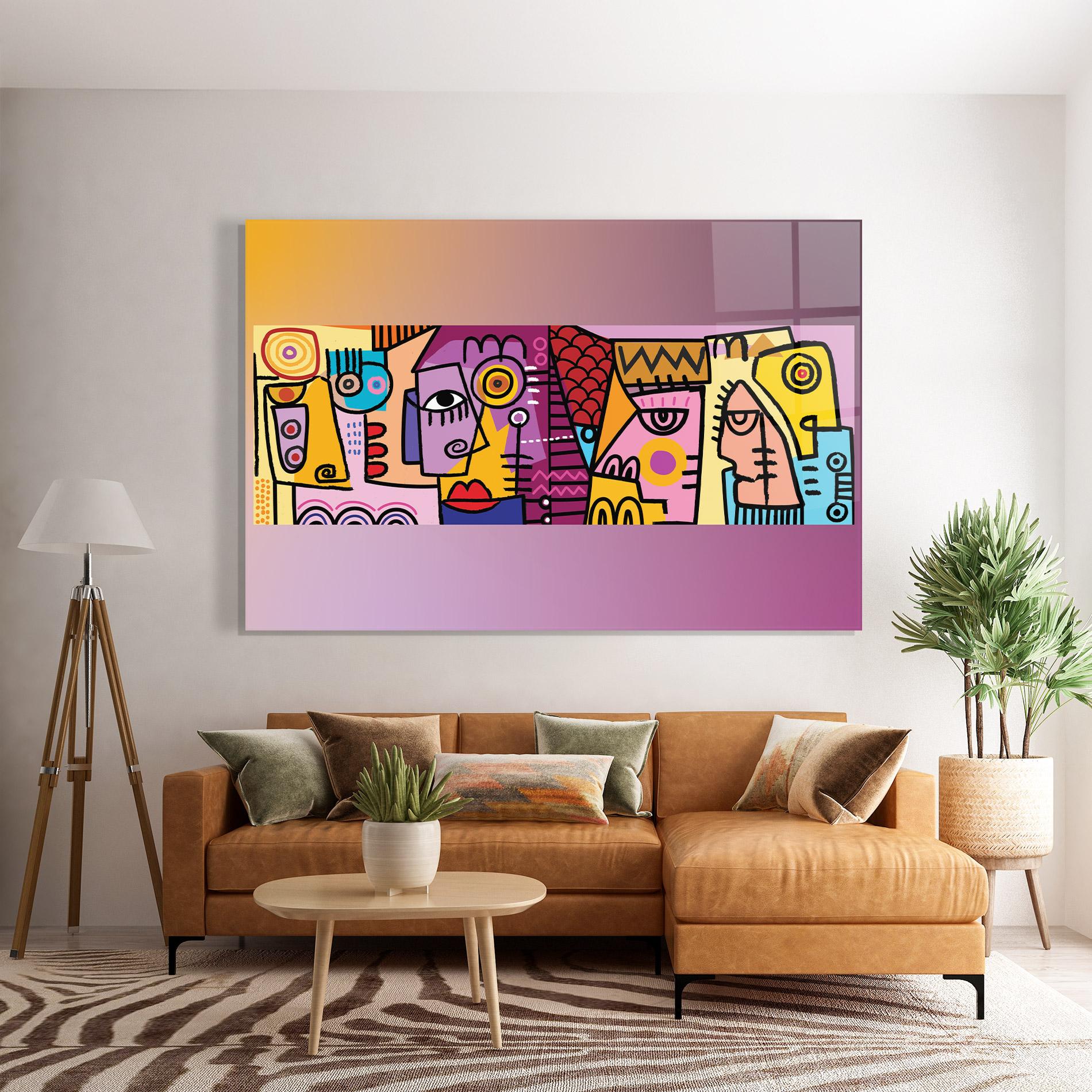 Tablou Sticla Face Group Purple mockup 7