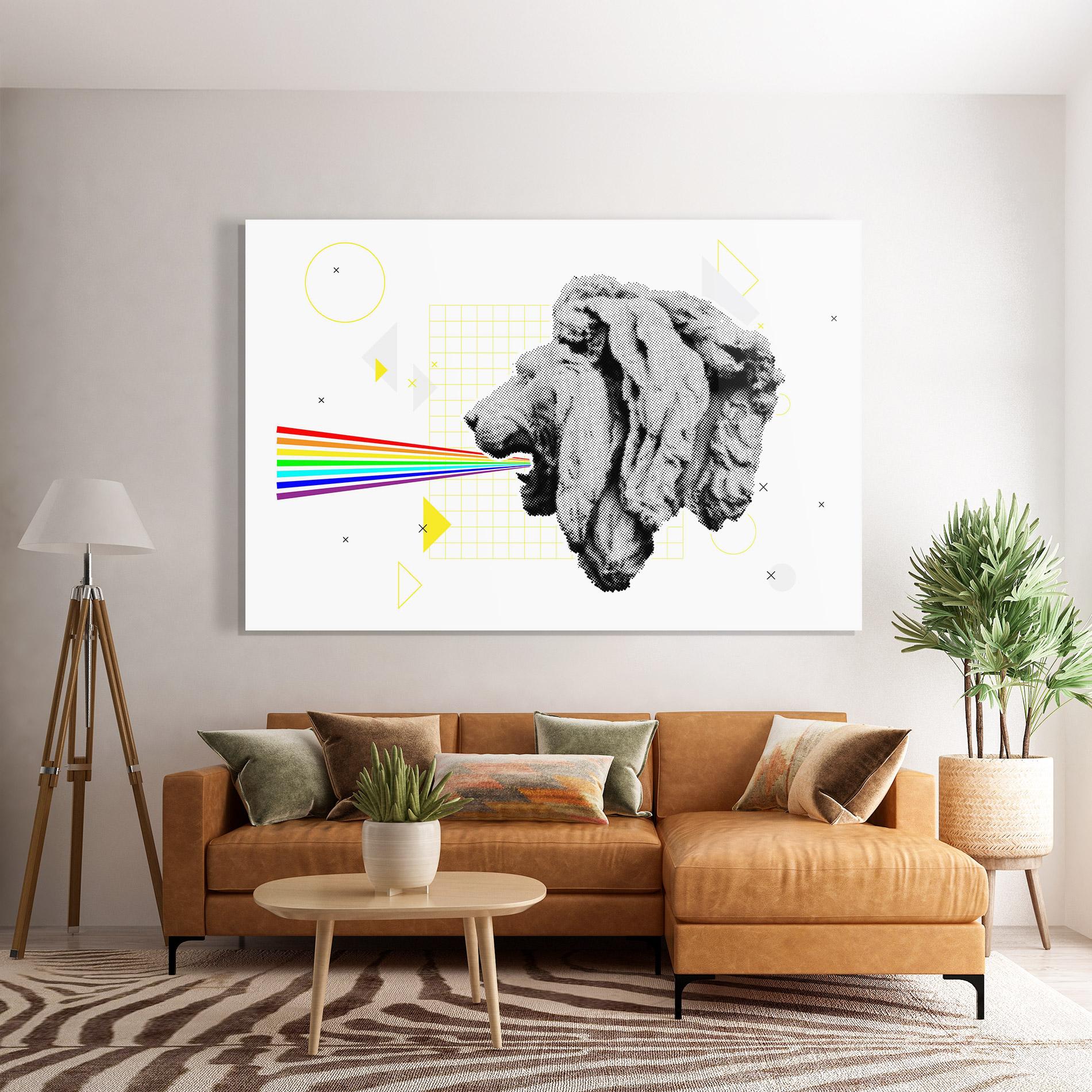 Tablou Sticla Lion Collage mockup 7