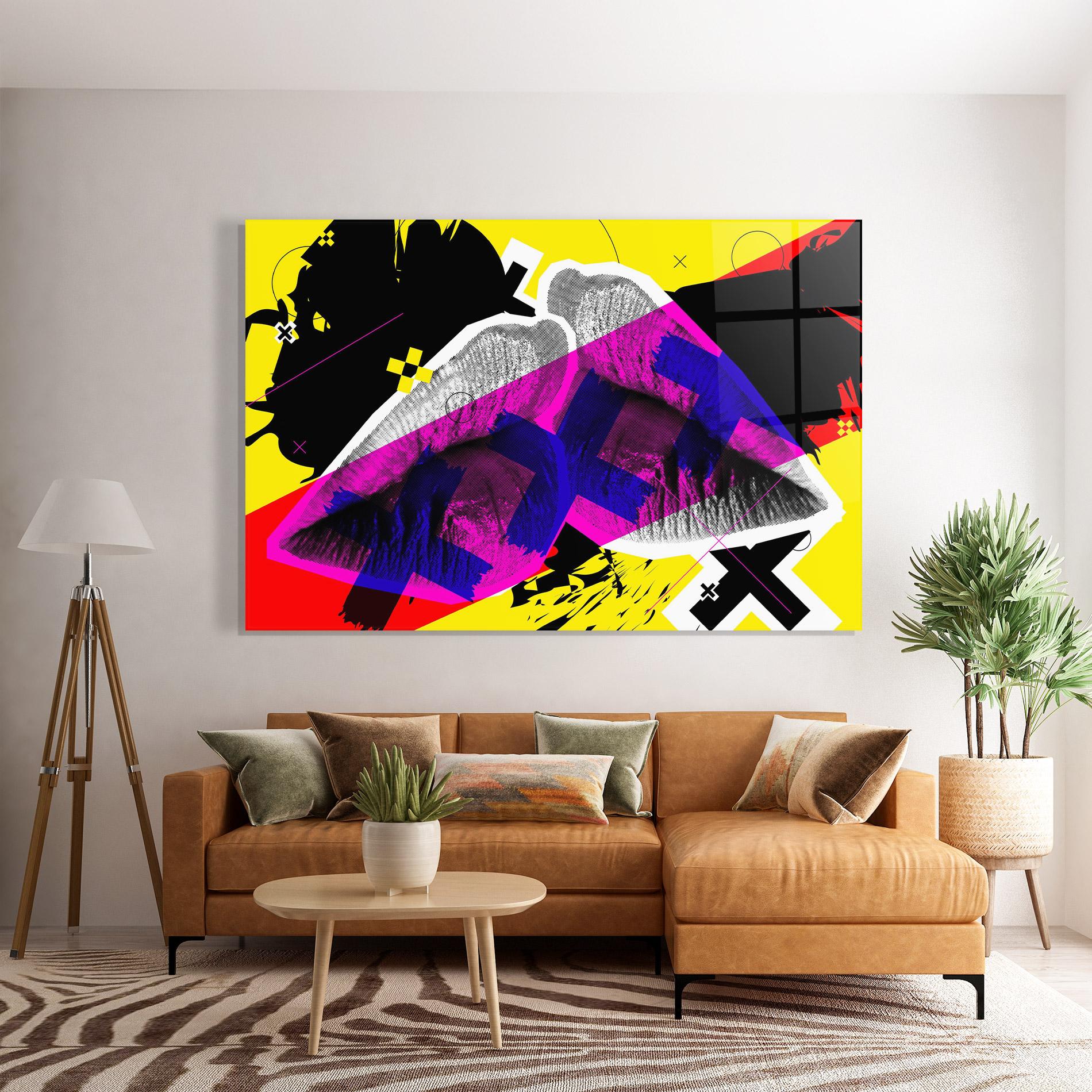 Tablou Sticla Lips Purple Light mockup 7