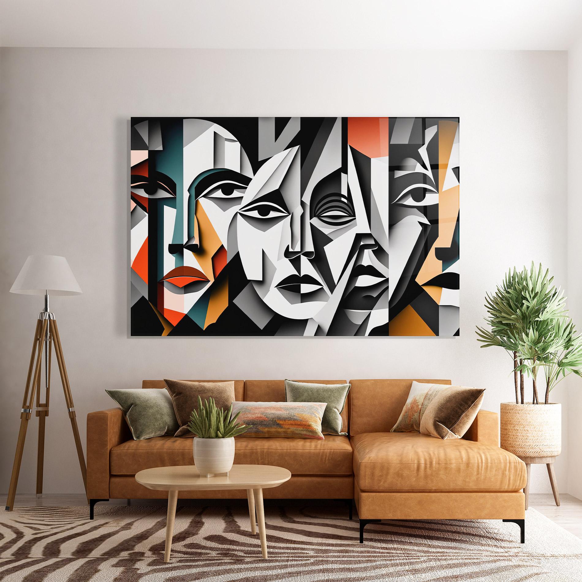 Tablou Sticla Mix Faces Collage mockup 7