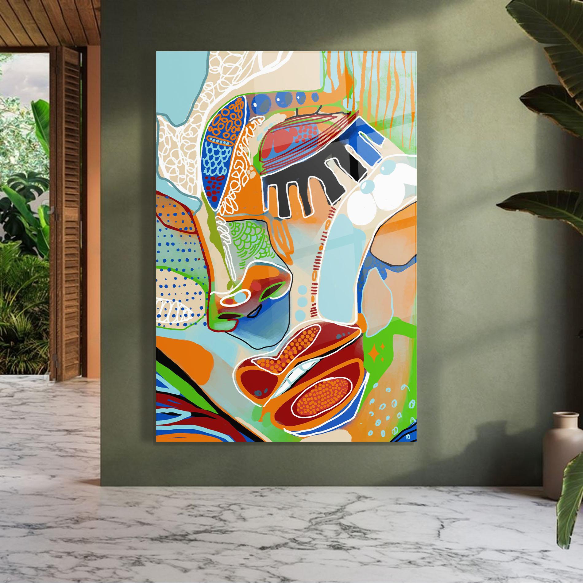 Tablou Sticla Abstract Face Art mockup 7