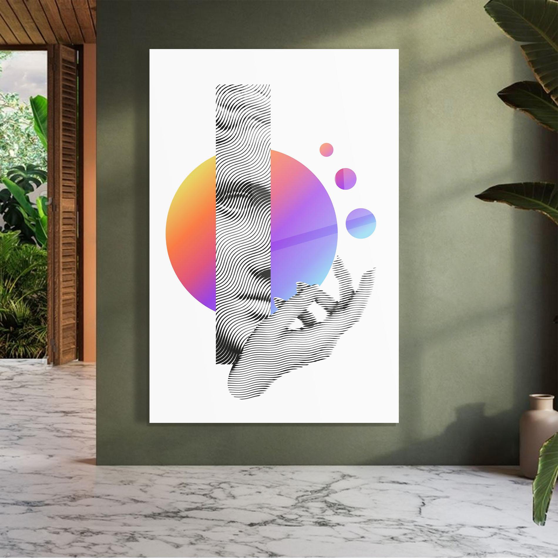 Tablou Sticla Orange Light Statue mockup 7