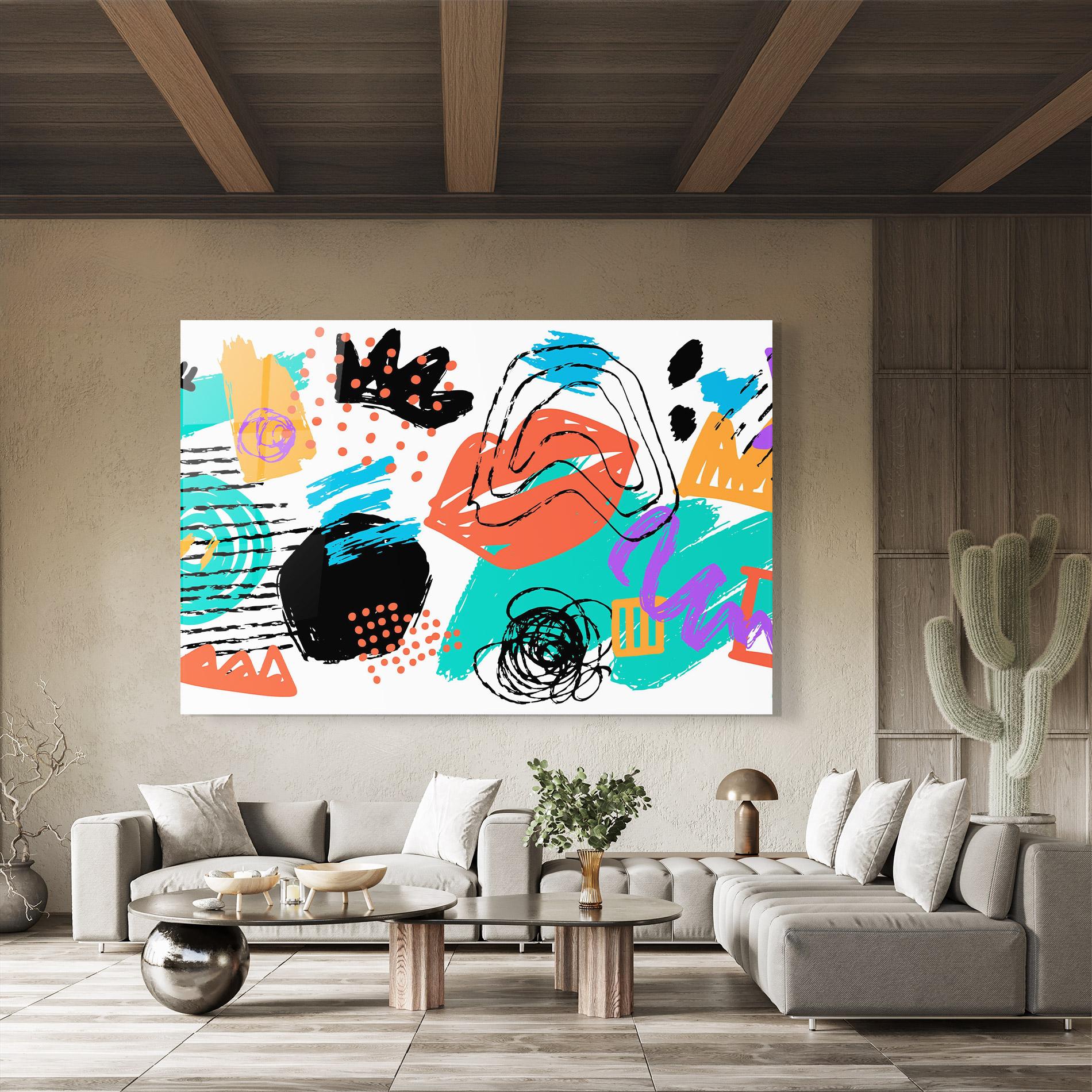 Tablou Sticla Drawing Collage Art mockup 8