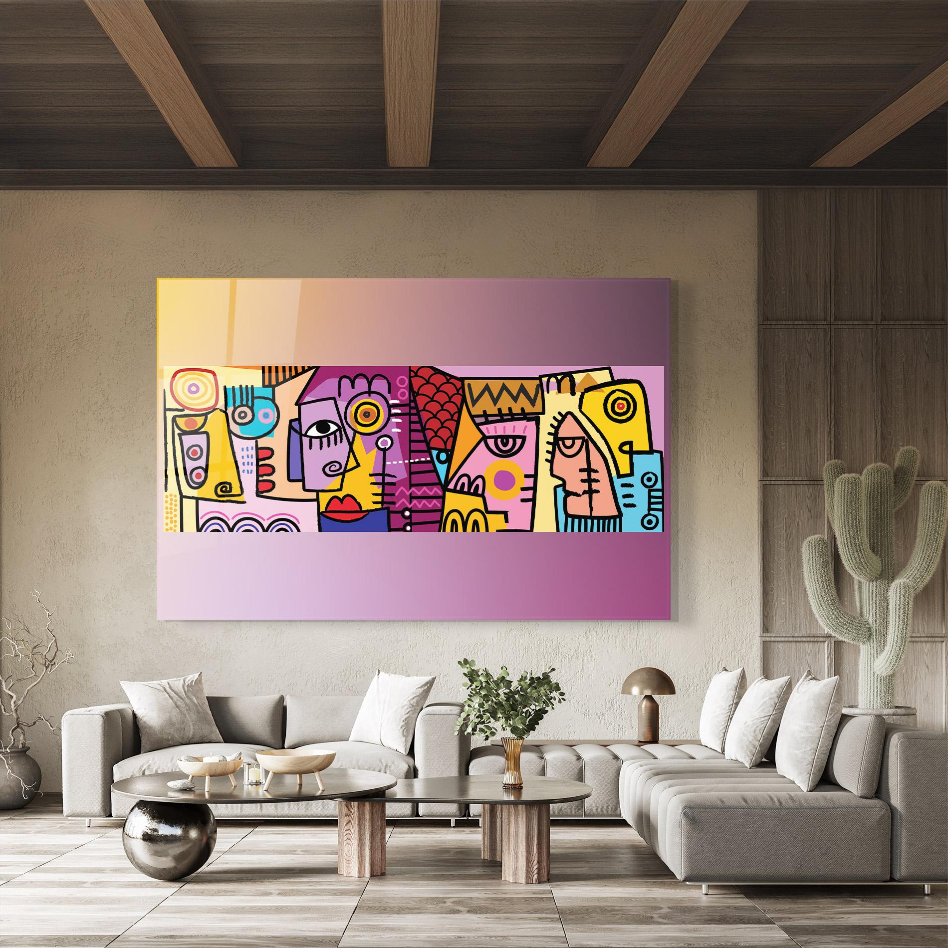 Tablou Sticla Face Group Purple mockup 8