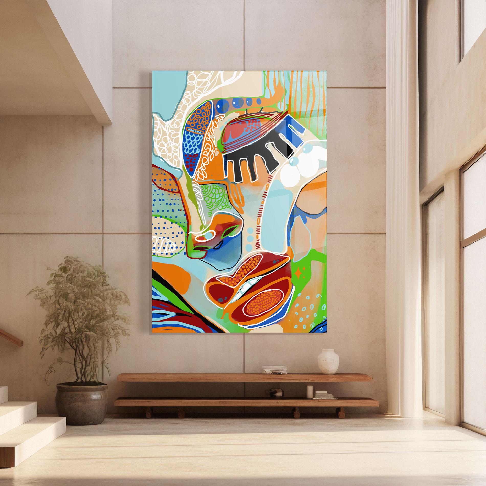 Tablou Sticla Abstract Face Art mockup 8
