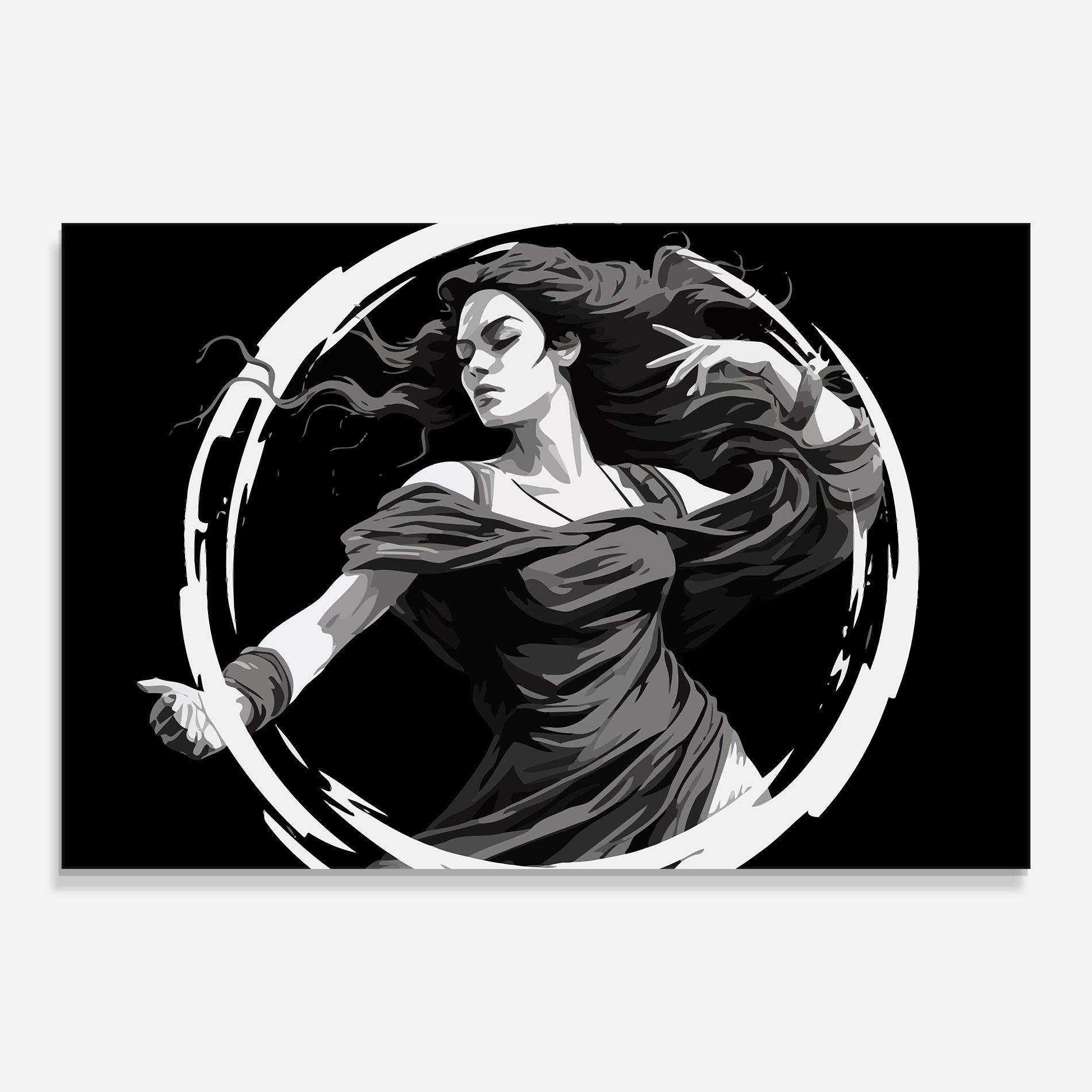 Tablou Sticla Circle Grey Lady mockup 0