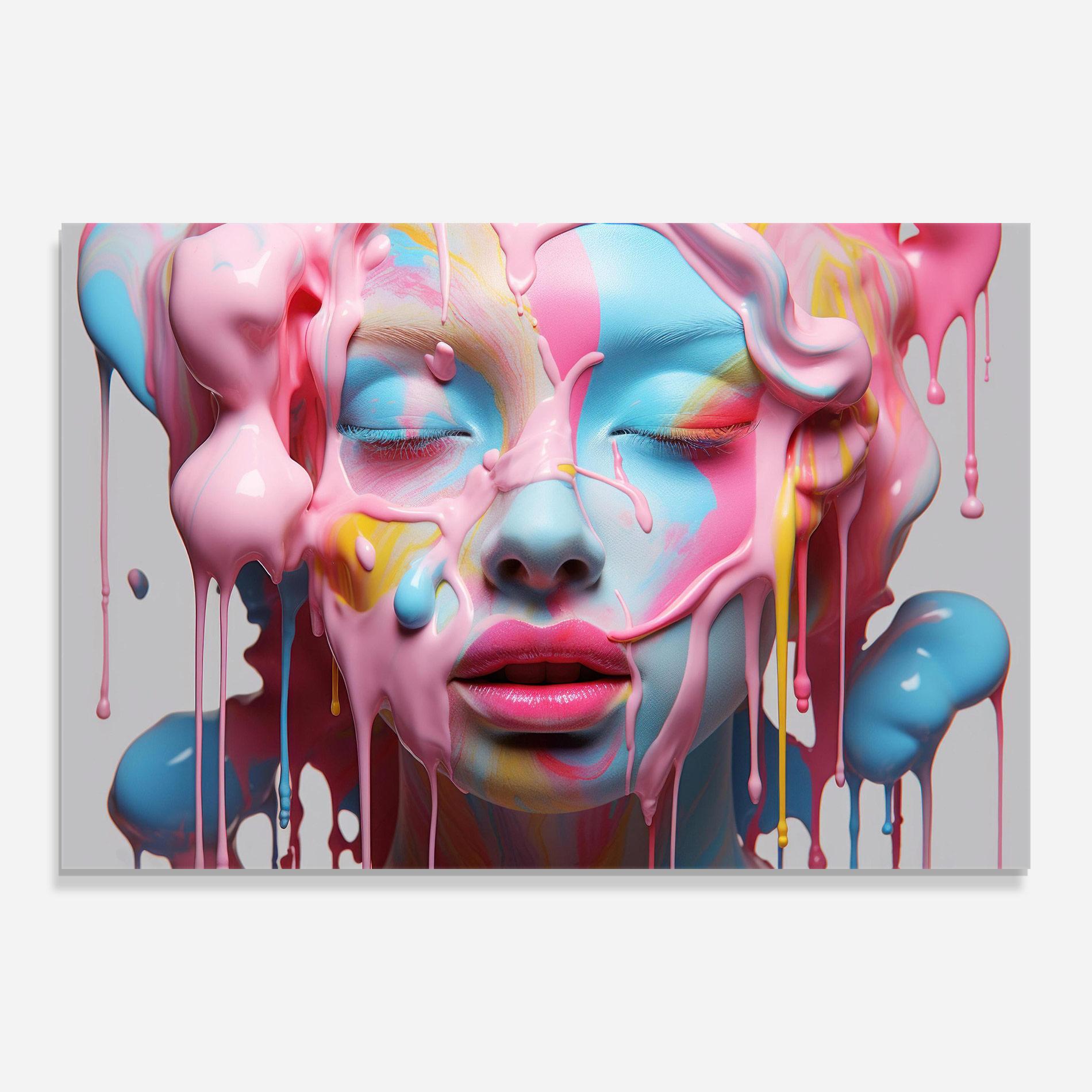 Tablou Sticla Colorful Face Paint mockup 0