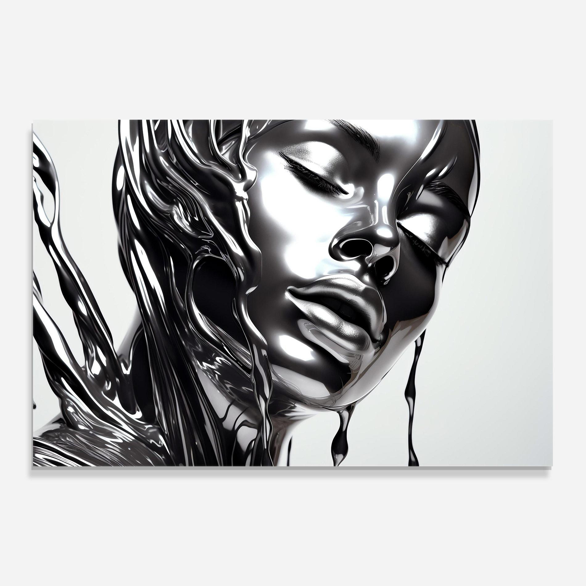Tablou Sticla Silver Liquid Woman mockup 0