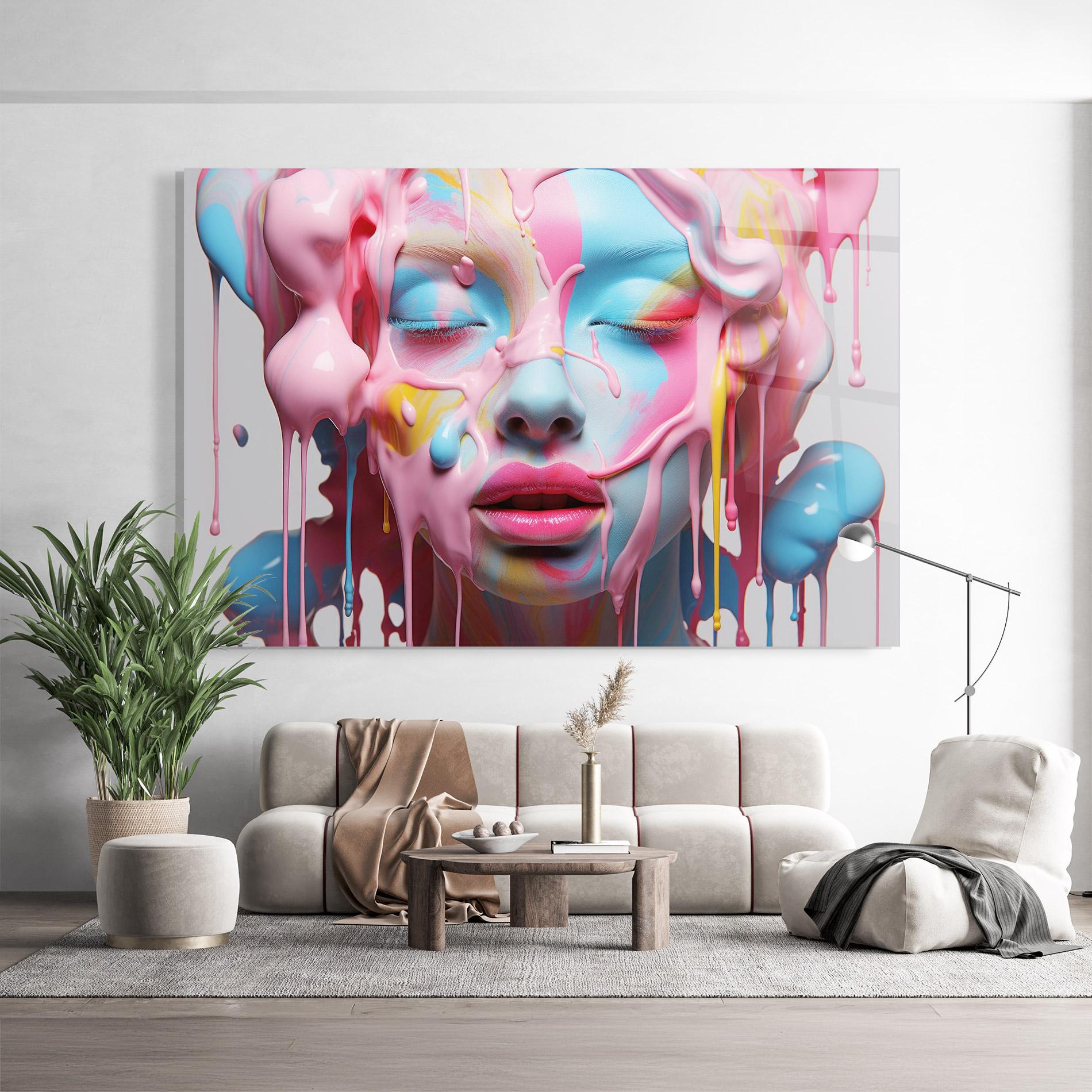 Tablou Sticla Colorful Face Paint mockup 9