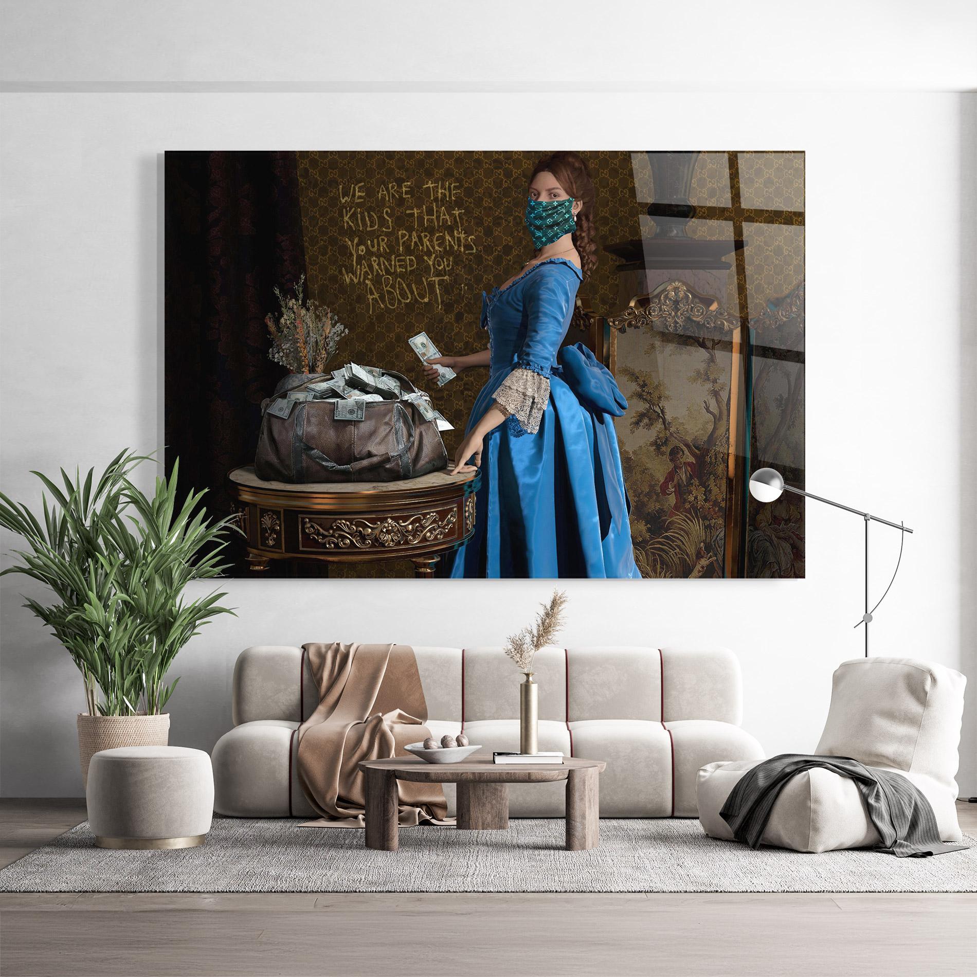 Tablou Sticla Vintage Money Heist mockup 9