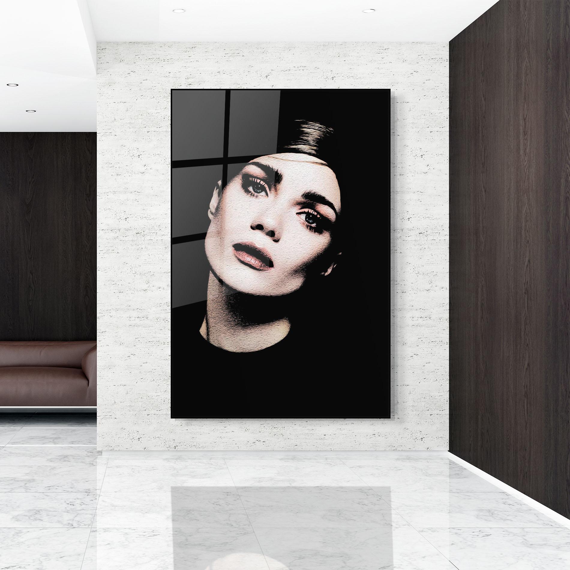 Tablou Sticla Blue Eyes Lady mockup 9