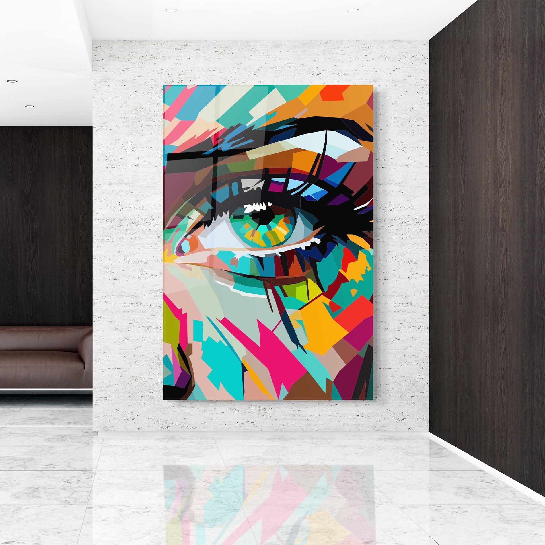 Tablou Sticla Colorful Eye mockup 9