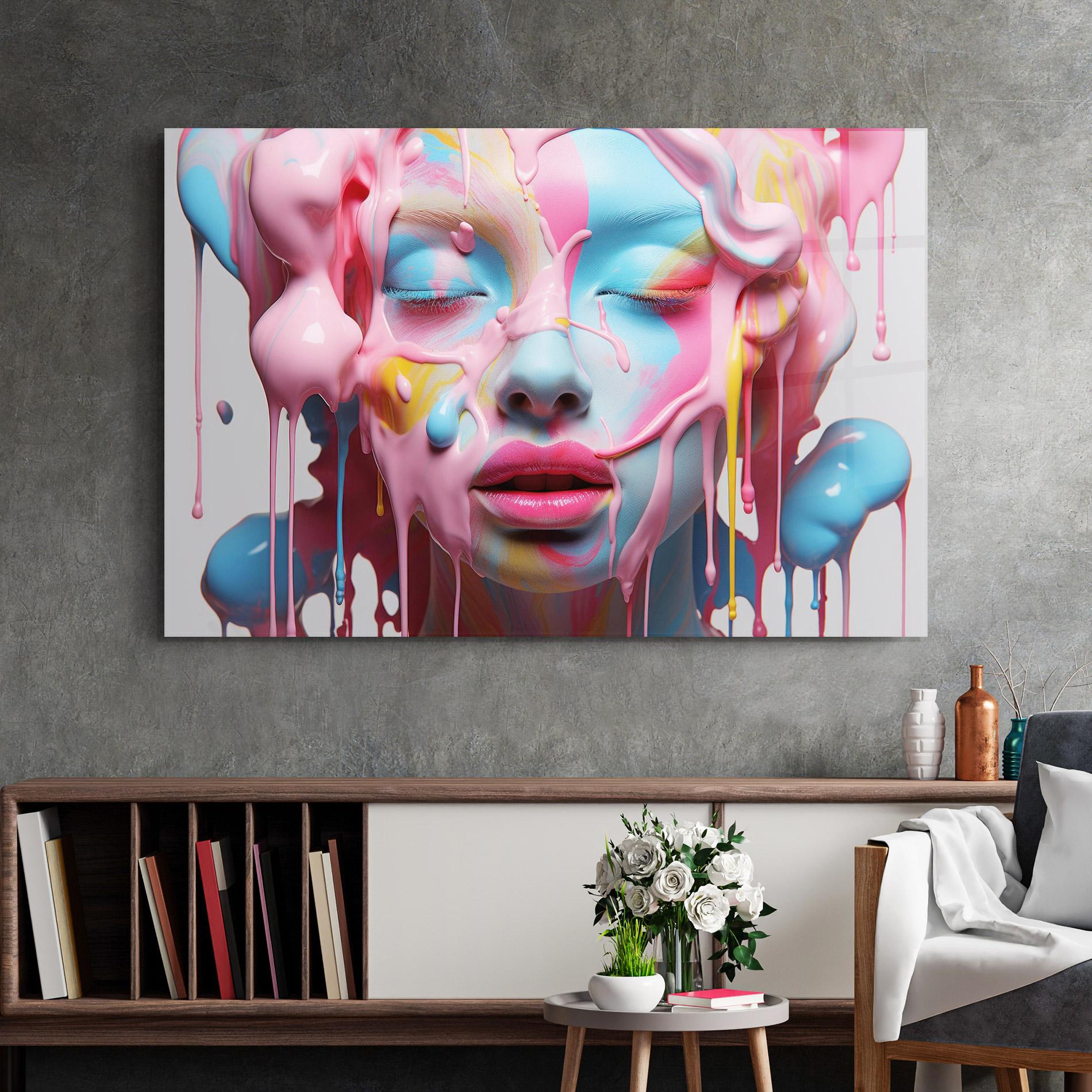 Tablou Sticla Colorful Face Paint mockup 2